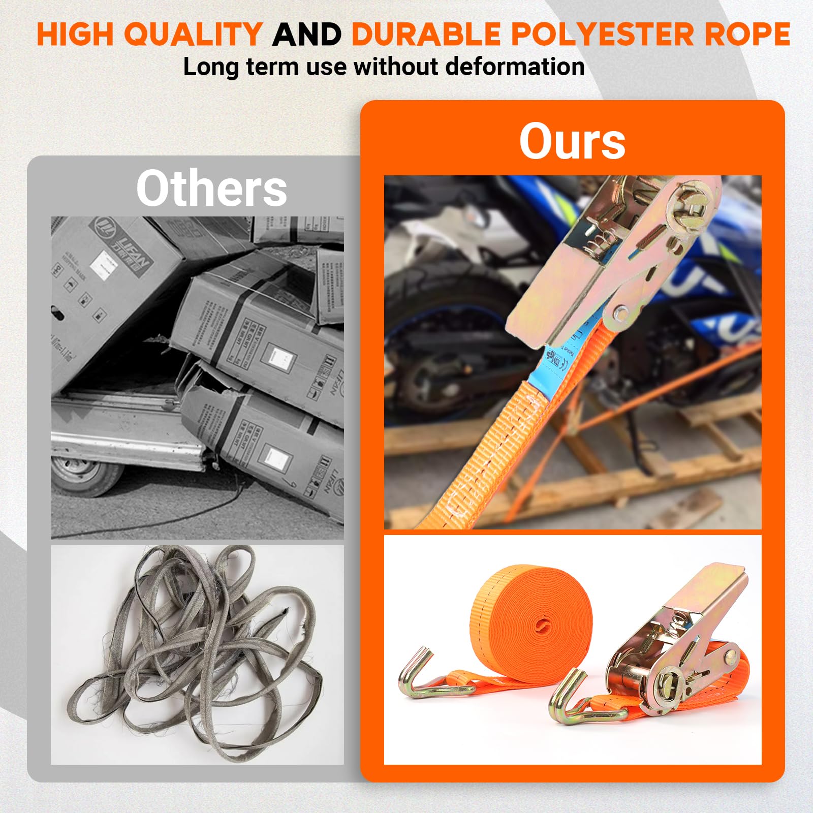 12 Stück Spanngurte mit Haken Ratsche - 5m 800kg 0.8T Zweiteilig 25 mm Ratschengurt,Spanngurt,Zurrgurte für Ladungssicherung TÜV/GS Zertifiziert (Orange)