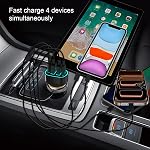 USB C Adaptateur de chargeur de voiture, PD 3.2 QC 5.0 Chargement rapide, 4-Port Chargeur de téléphone multi voiture compatible avec iPhone 17 16 14 13 Pro Max, Galaxy S25 24 Ultra