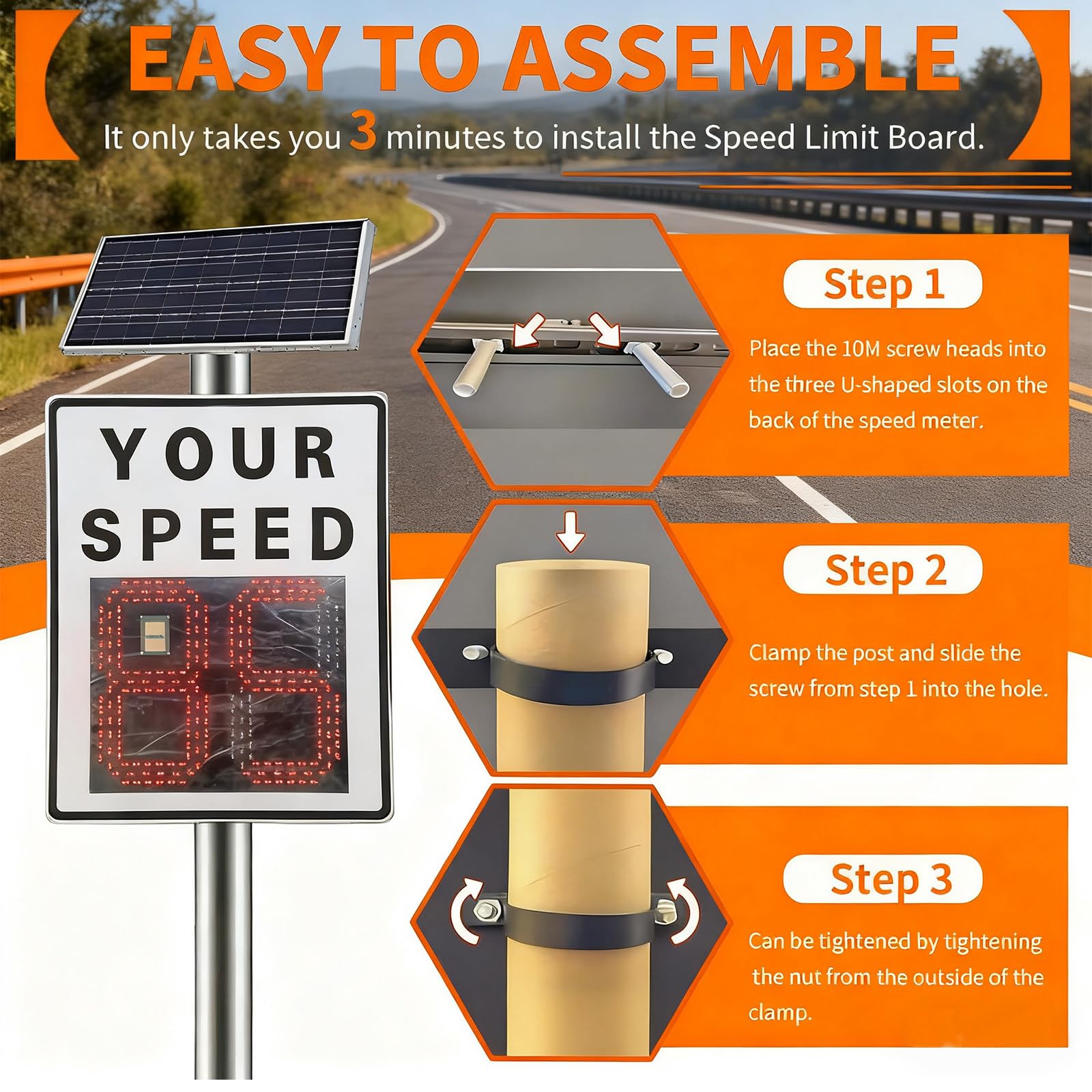 Señal de tráfico con Radar de Velocidad, 24×35 Pulgadas, Detector de límite de Velocidad Solar con Accesorios