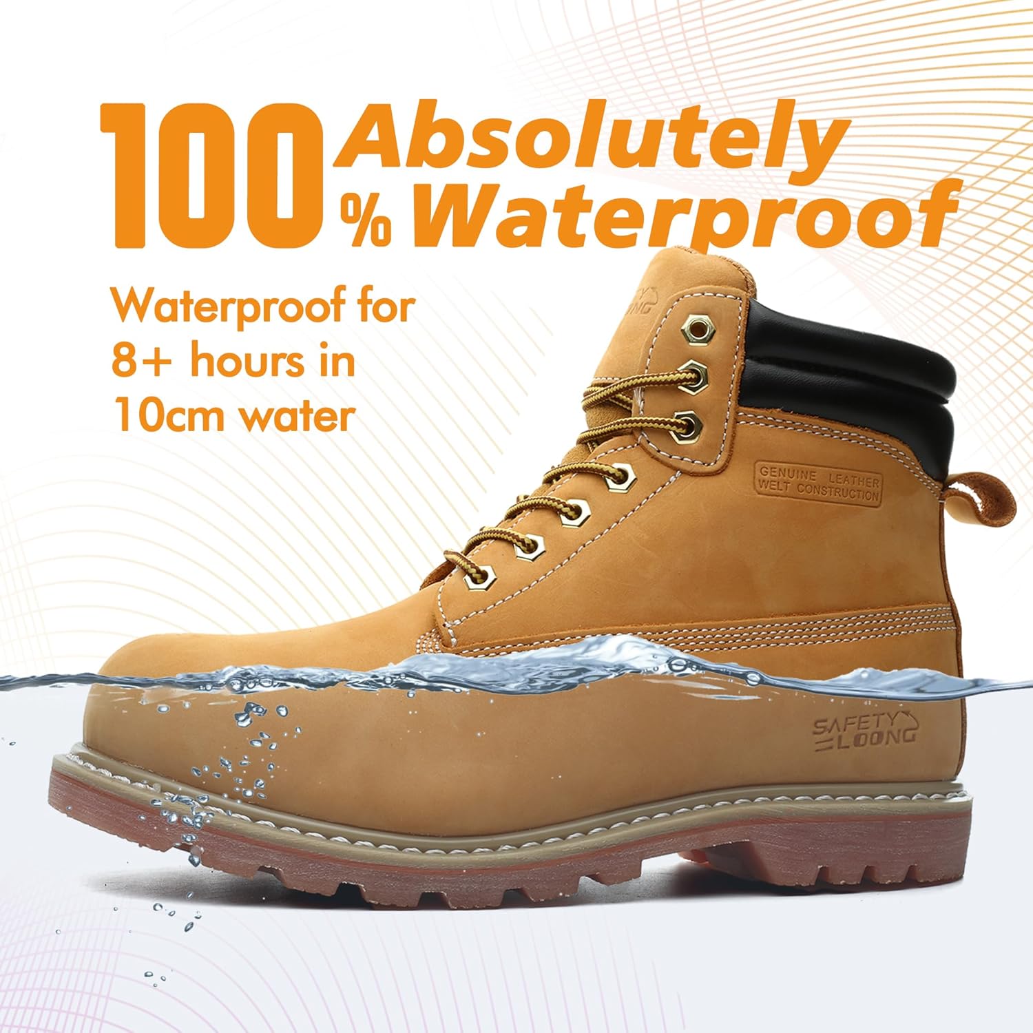 Work Boots for Men Waterproof Soft Toe Non Slip Comfortable Leather Workboots - Image 2