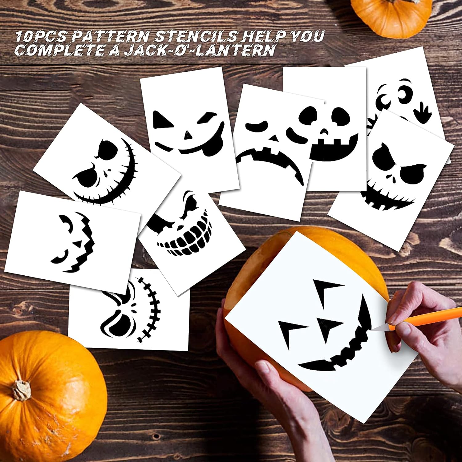 Halloween Pumpkin Carving Kit - 22 Pcs Stainless Steel Pumpkin Carving Knife Sets with Stencils & Storage Bucket for Halloween: Home & Kitchen