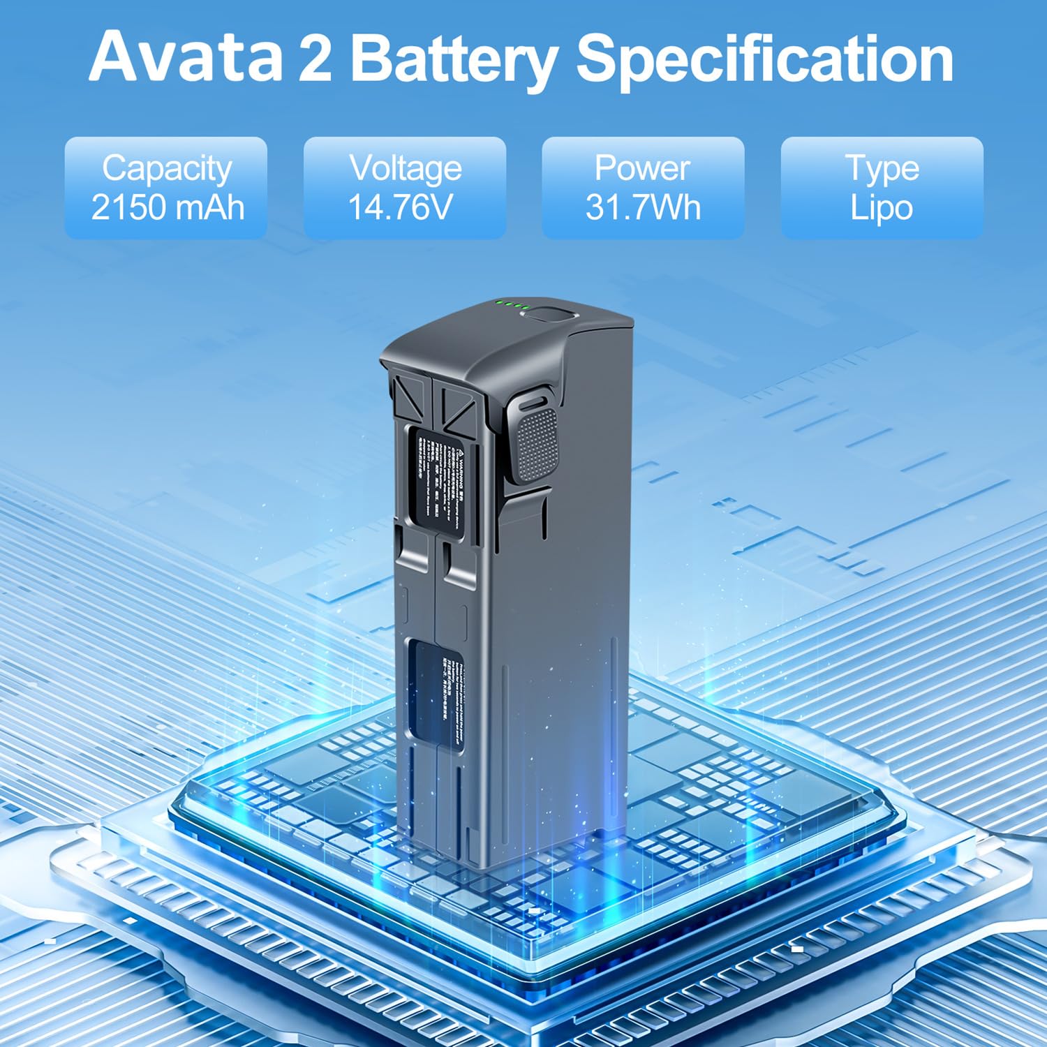 COOLSHOW Intelligenter Flug Avata 2 Akku Ersatz 2150mAh 1 Stück bietet 23 Minuten Maximale Flugzeit Kompatibel mit DJI Avata 2 Drohne (Nicht für Avata 1)