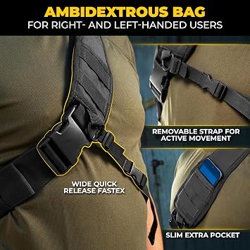M-Tac 10L Tactical Sling Backpack - Crossbody Medical Sling EMS Bag EDC with Loop Panel for Concealed Carry - Travel, Fishing, Hiking backpack (Black)
