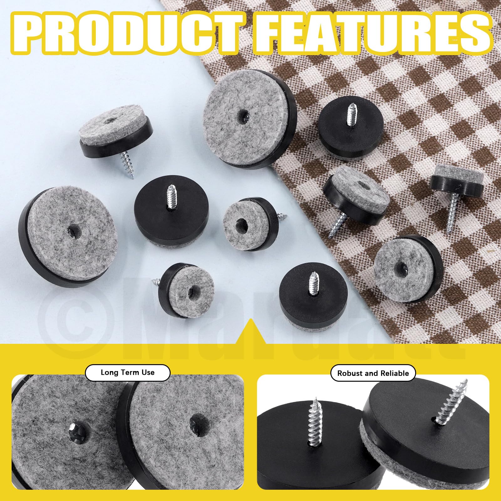 Mardatt 40Pcs Screw on Felt Chair Pads - Image 3