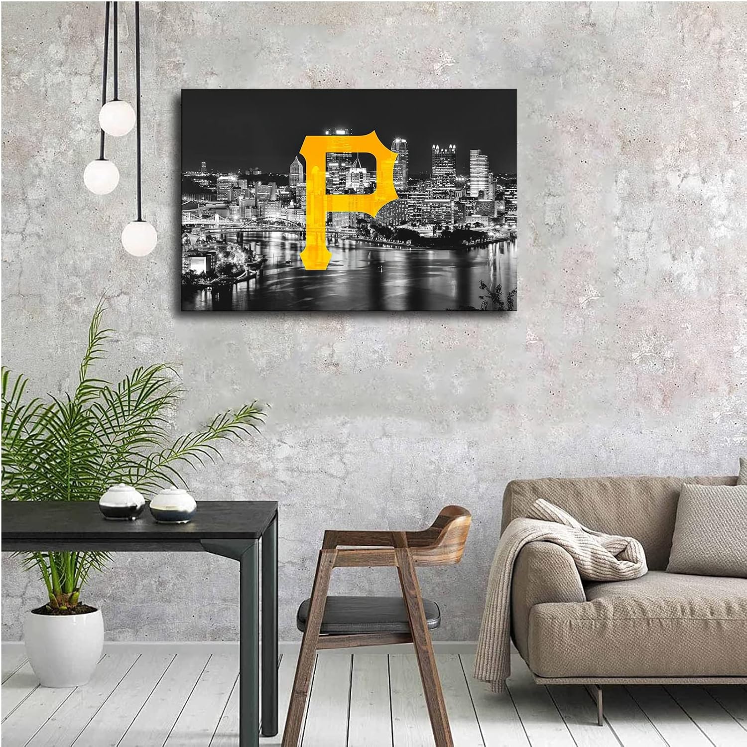 Pittsburgh Pirates Baseball Poster Sports Canvas Wall Art Pattern Print Artwork Decor Home Decor Painting (Framed,16x24inch)