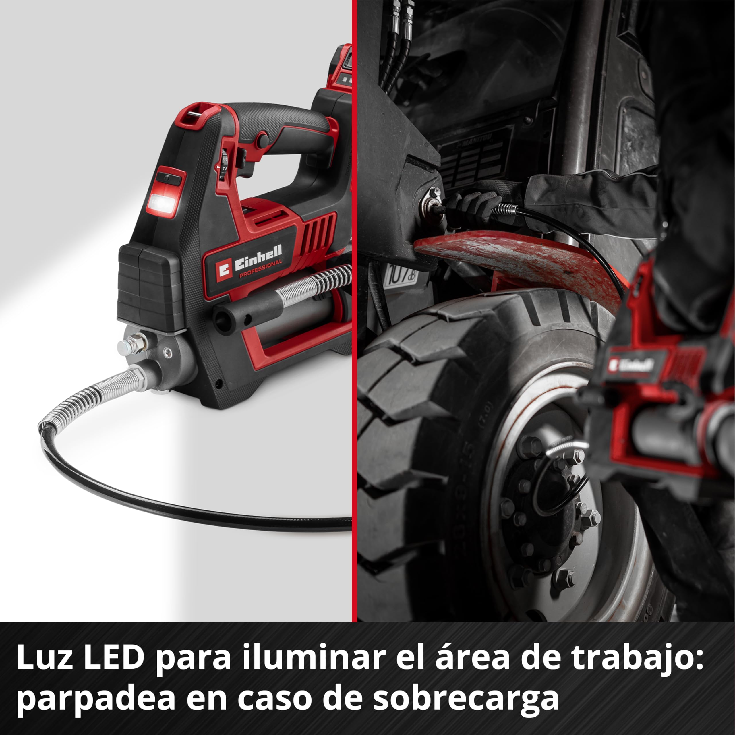 Einhell Professional pistola de engrasar con batería TP-GR 18/690 Li - Solo Power X-Change (18 V, máx. 690 bar/10000 psi, máx. 295 ml/min de presión, regulación de la cantidad de grasa, 2 velocidades)