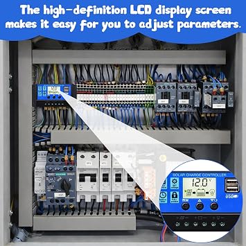 2PCS Solar Charge Controller, 12V/24V/30A Solar Panel Controller with Adjustable LCD Display PWM Auto Parameter Dual USB Port Timer Setting, Intelligent Power-Off, Environmentally Friendly
