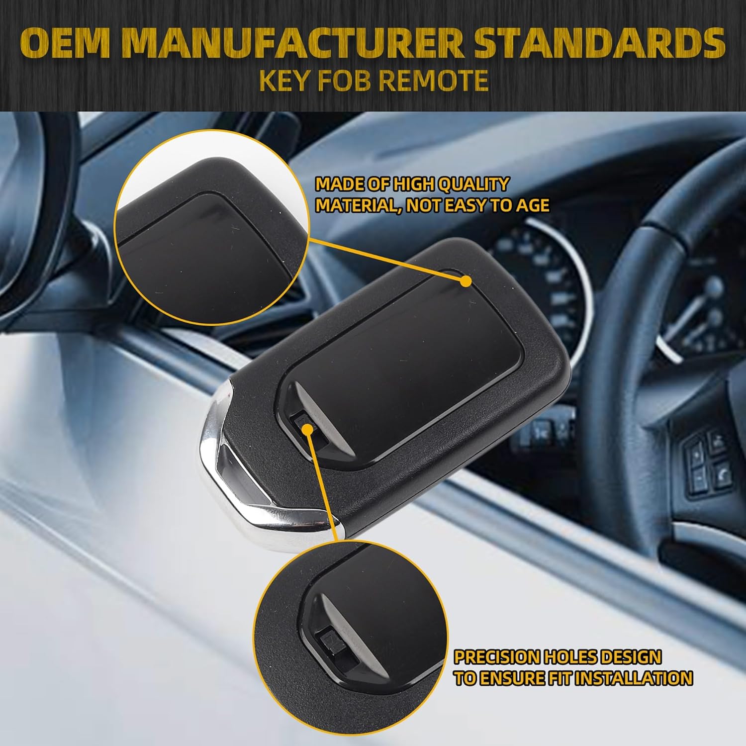 Dasbecan Key Fob Remote Keyless Entry Remote Control Compatible with Honda Civic 2014-2015 Honda Accord 2013-2015 Replace 72147-T2A-A01