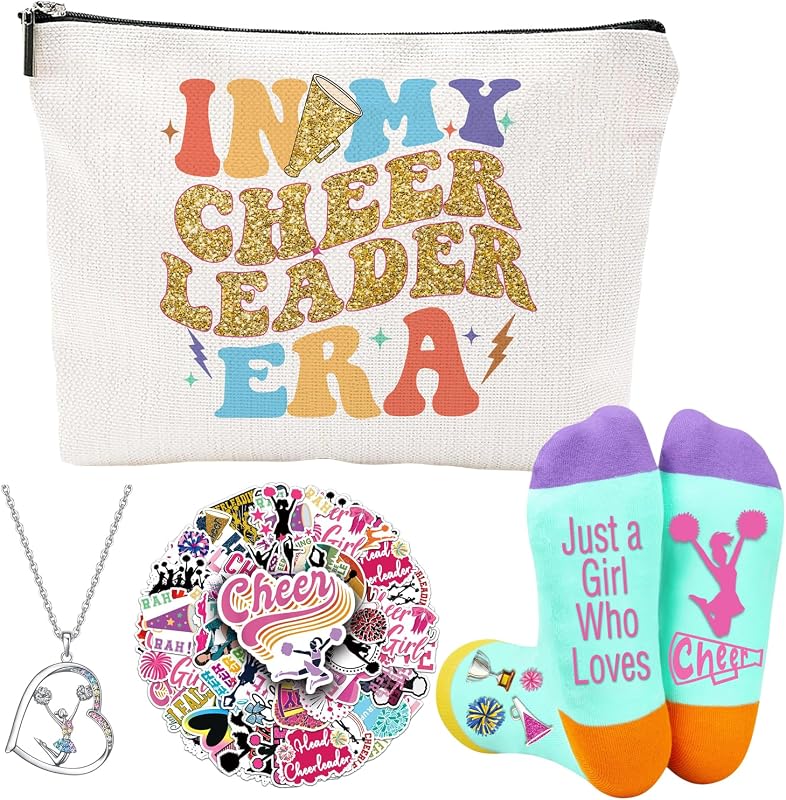 Conjunto de presente Cheerleader FJHAIY com necessaire, colar, meias e adesivos, Cheerleader-Set A, 4 itens