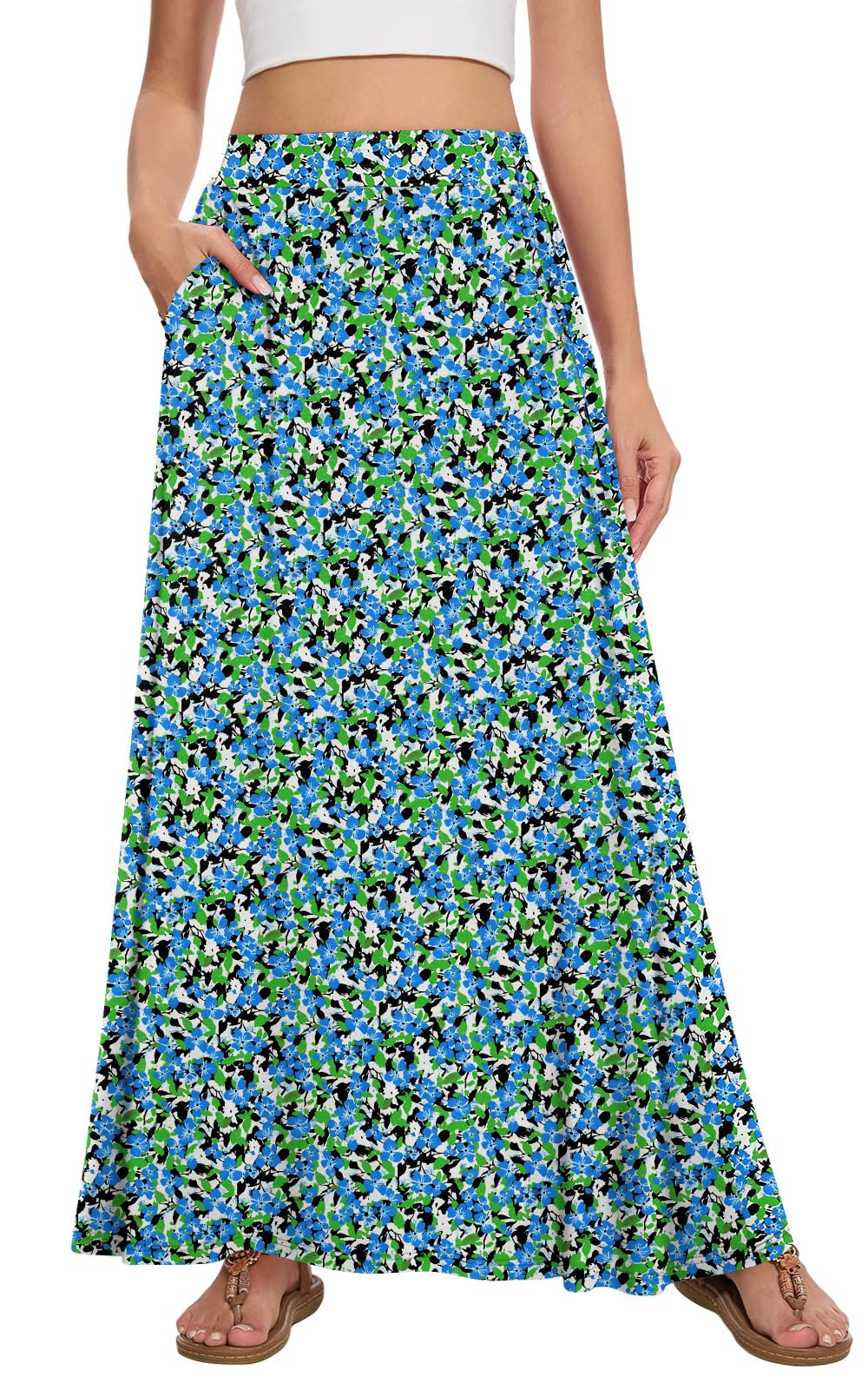 Womens Maxi Skirt Long Flowy Summer A-Line High Waist Skirts