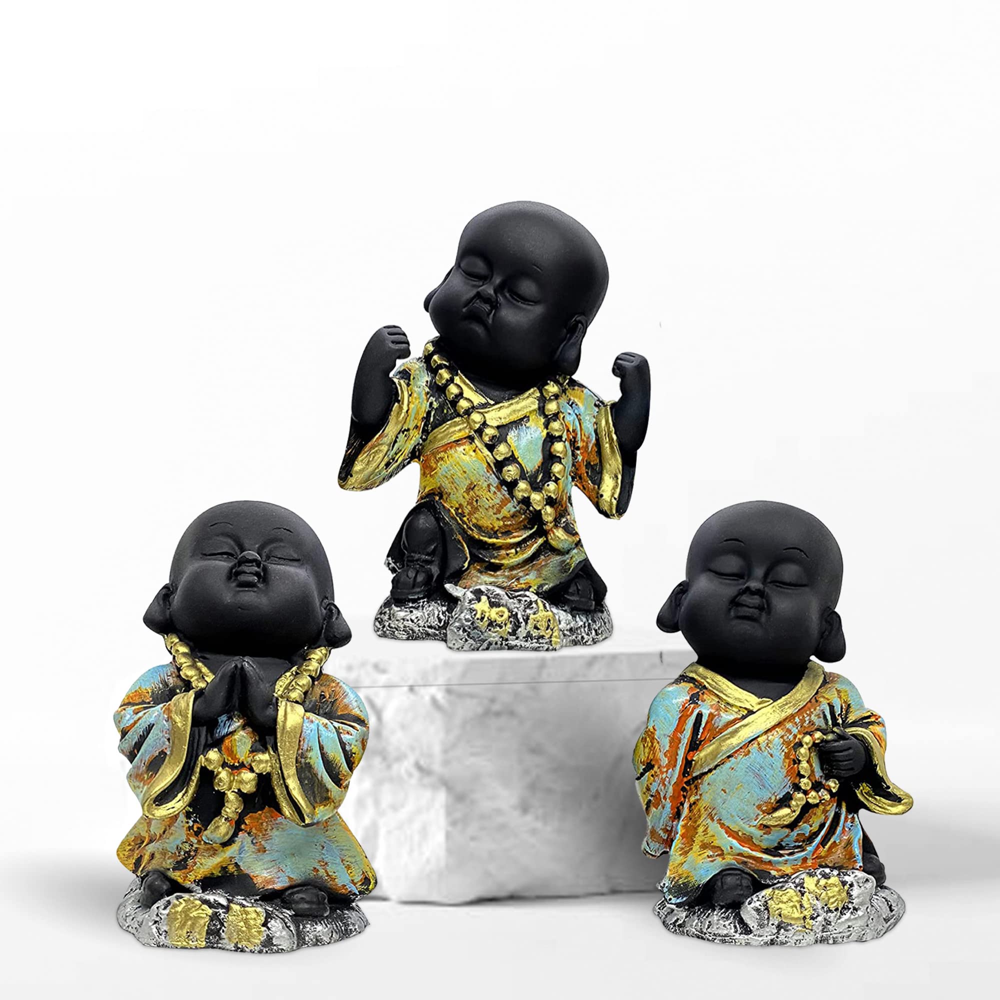 LADROX Mesmerizing Meditating Monks Figurine for Home Decor | Enhances Positive vobes and Brings Prosperity (Pack of 3, Multicolor) (B0BPPNJKVF) Amazon Price History, Amazon Price Tracker