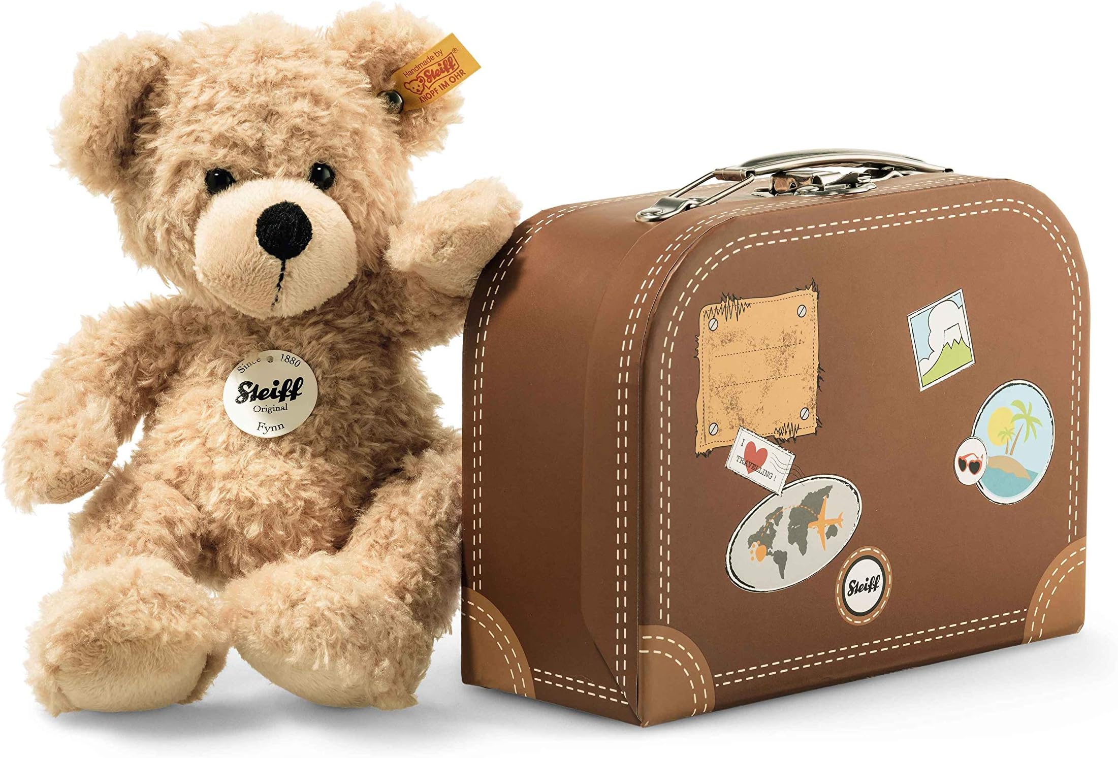 Fynn in Travel Suitcase Brown Teddy Bear Plush