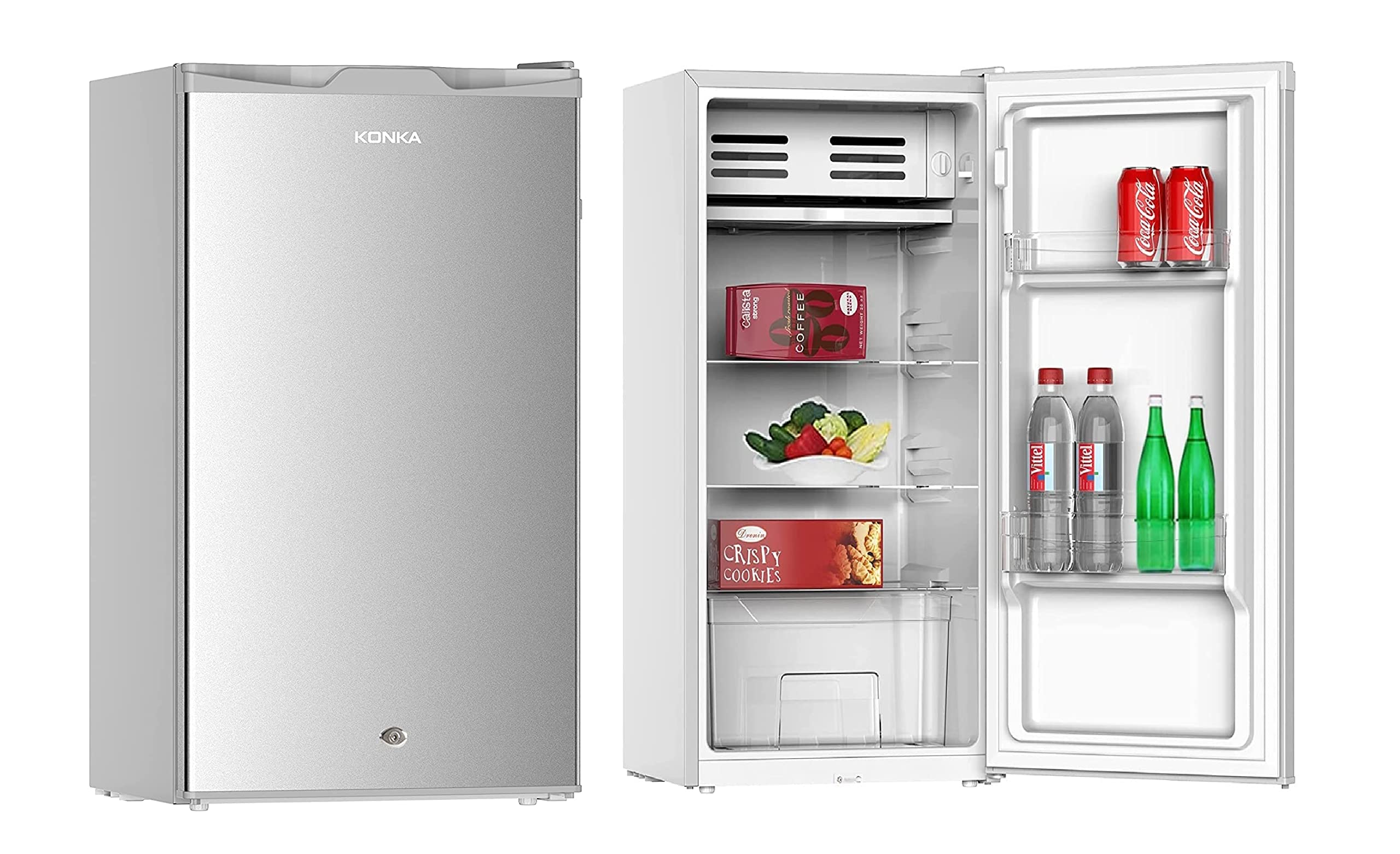 Buy Konka 120 Liter Mini Refrigerator Single Door Silver Color Model