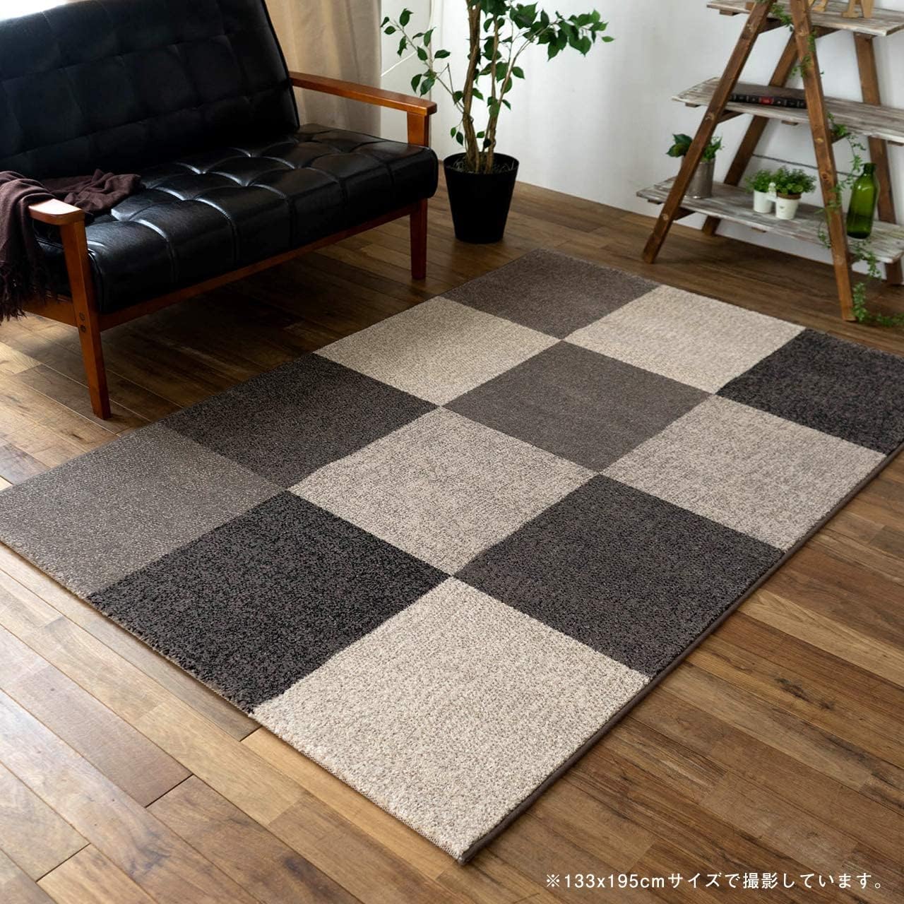 サヤンサヤン ラグ マット フロスティーブロック 133x195 1.5畳 グレー