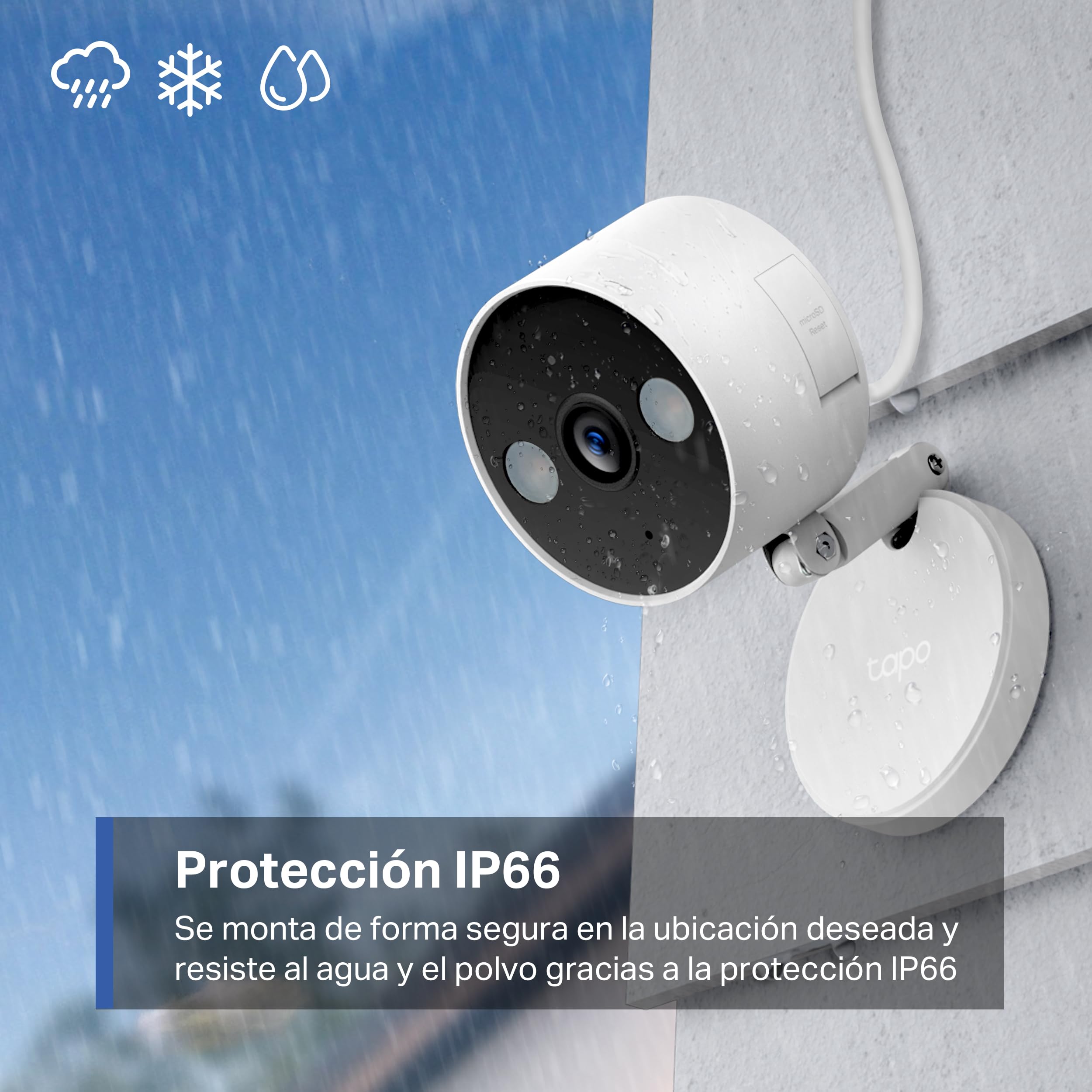 Tapo C120-2K 4MP Cámara de vigilancia para Interior y Exterior, Base magnética,focos duales, Admite Tarjeta SD de hasta 512 GB, IP66, Compatible con Alexa y Google Assistant