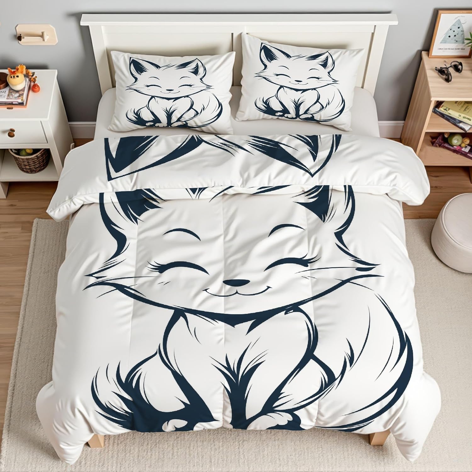 キツネ羽毛布団 3D動物掛け布団 ド ソフト 冬 キルト オールシーズン被子ソフトふわふわマイクロファイバーウォッャブル 掛け布団暖