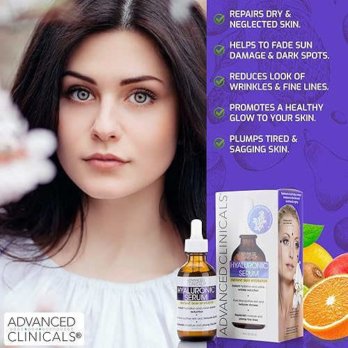 Miniatura 7 de Advanced Clinicals Suero facial antienvejecimiento de retinol + suero facial iluminador de vitamina C + juego de suero facial hidratante de ácido