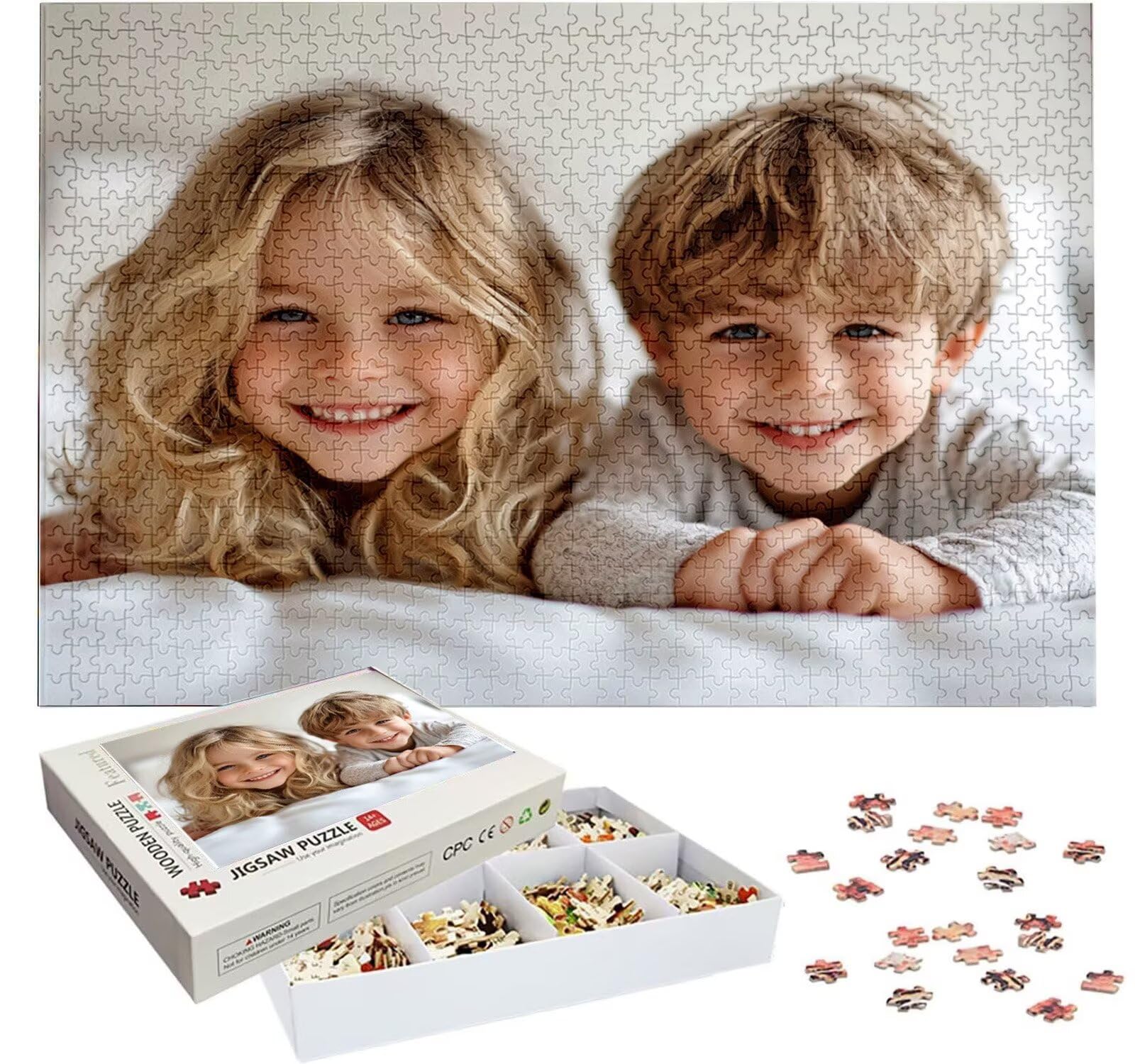 Puzzle Personalizado con Foto, Personalizada Rompecabezas Personalizado Diseña tu Logo Foto o Texto, Personalizado Navidad Halloween San Valentín Parejas Niños Familia Amigos h-4013