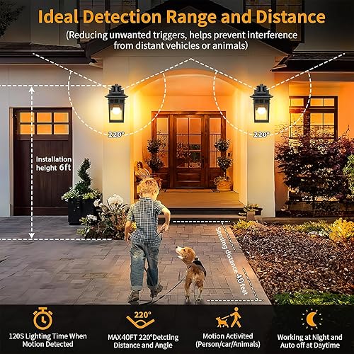 Miniatura 5 de Luces de exterior negras y doradas con salida GFCI, luz Poch del atardecer al amanecer, lámpara de pared exterior impermeable, aplique de pared