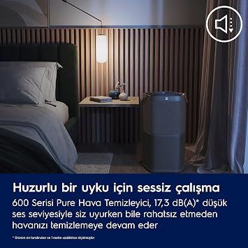 Electrolux Pure 600 EPO60571DG Hava Temizleyici | 5 Aşamalı HEPA 13 Filtreleme, 360° Hava Girişi, Lazer Sensörlü Akıllı Hava Kalitesi İzleme, Sessiz Mod | Gri