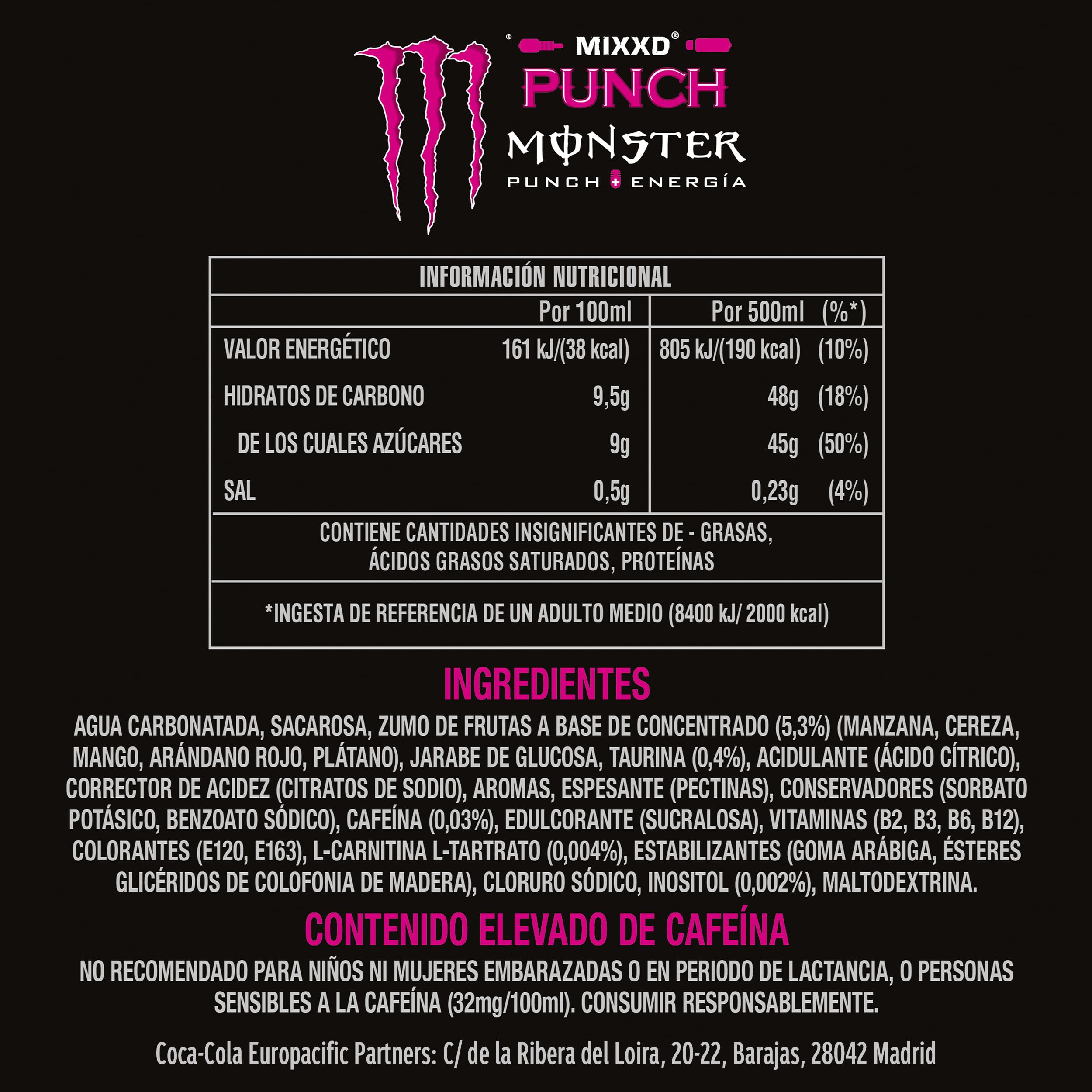 Monster Energy MIXXD Punch Bebida Energética Pack 12 x 500 ml