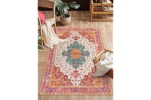 Moynesa Ultra-Thin Washable Vintage 3x5 Boho Rug