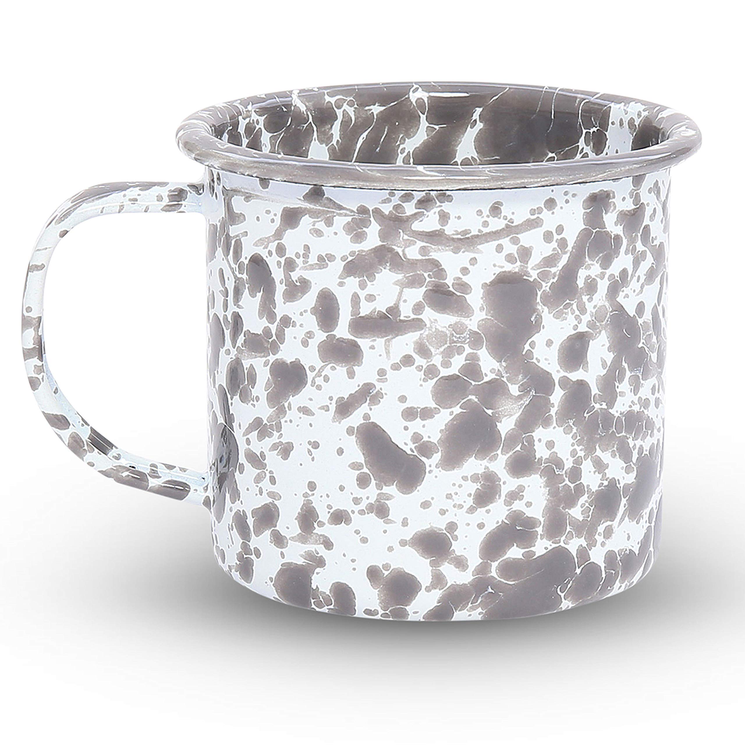 Crow Canyon Home (Grey Marble) - Enamelware Mug, 350ml, Grey/White Splatter