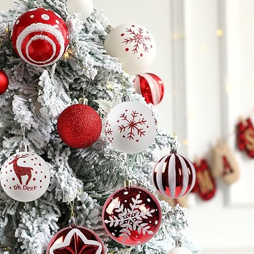 Miniatura 5 de Juego de adornos de bola de Navidad, 16 unidades de 3.150 in, elegantes adornos de bolas de árbol de Navidad, adornos colgantes inastillables para