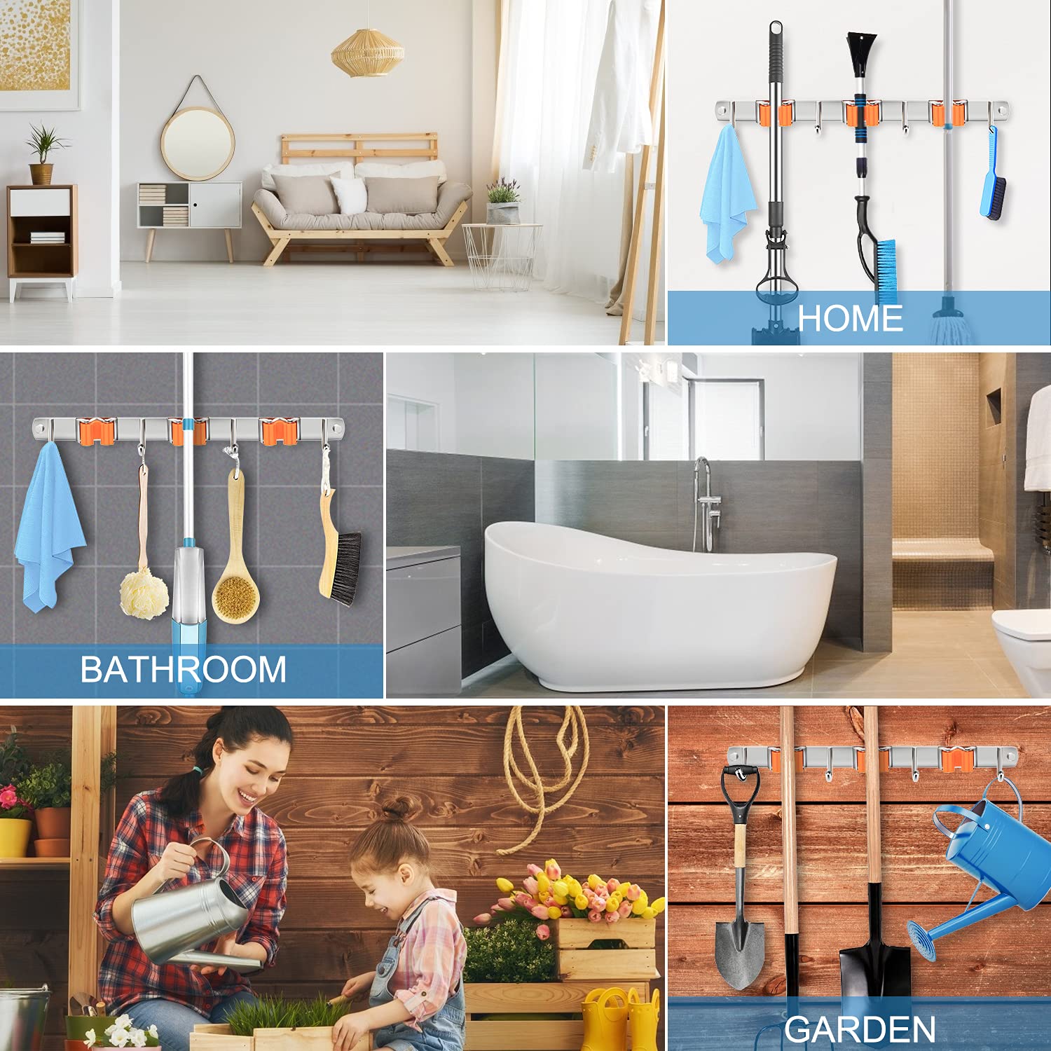 Besenhalter & Mopp-Aufhänger - Stanzfreier Organizer Für Bad, Garage & Haushalt Mit Gummigriffen