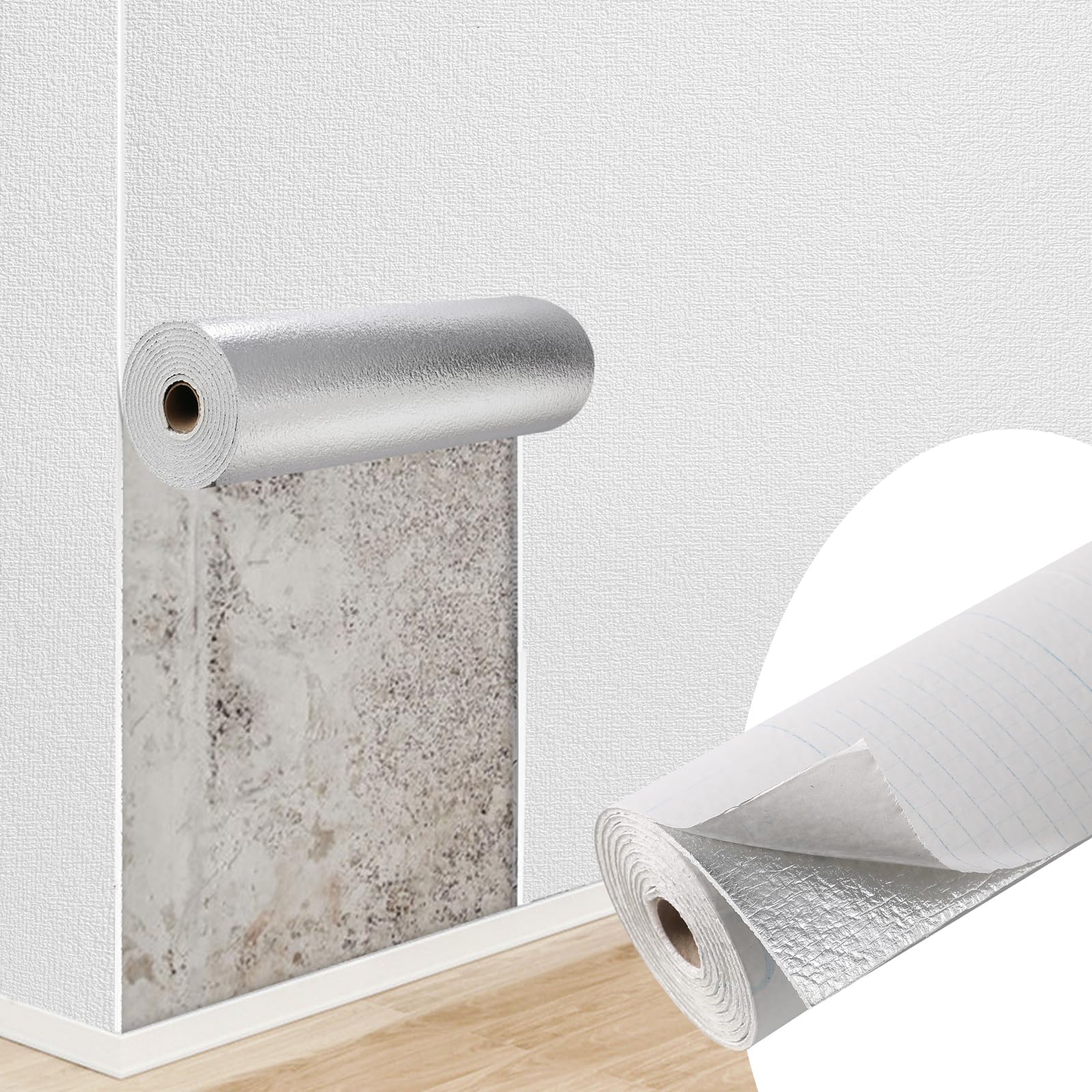 Swehooirt 1000cmx50cm White Self Adhesive Wallpaper 3mm Thermal Thick Peel and Stick Wallpaper for Bad Walls White Textured 3D Wall Panels for Kitchen, Living Room, Kids Bedroom, Ceilings