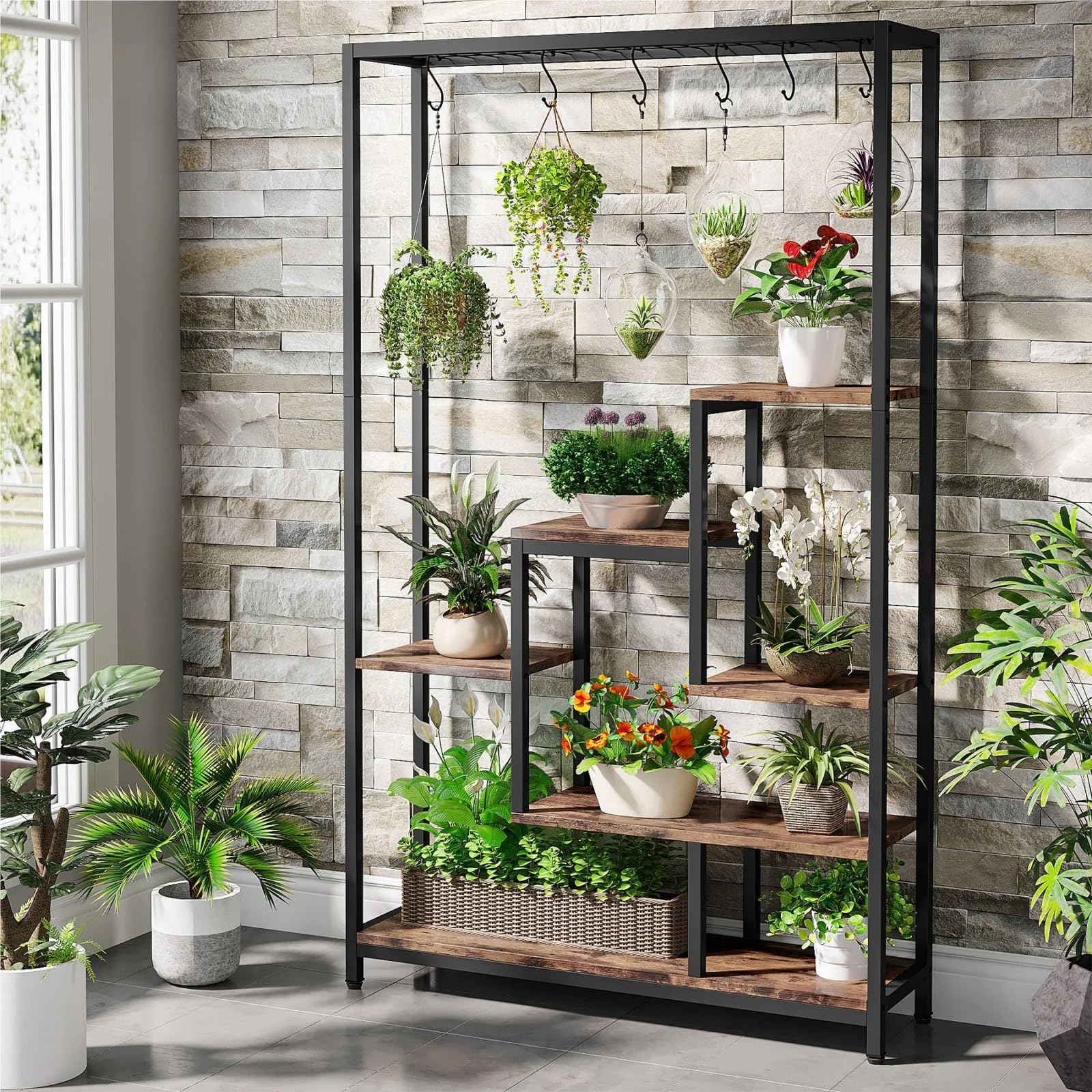 IOPKLYTF Plant Stand 5 Tier Tall Metal Plant Stand 70.9 Inch