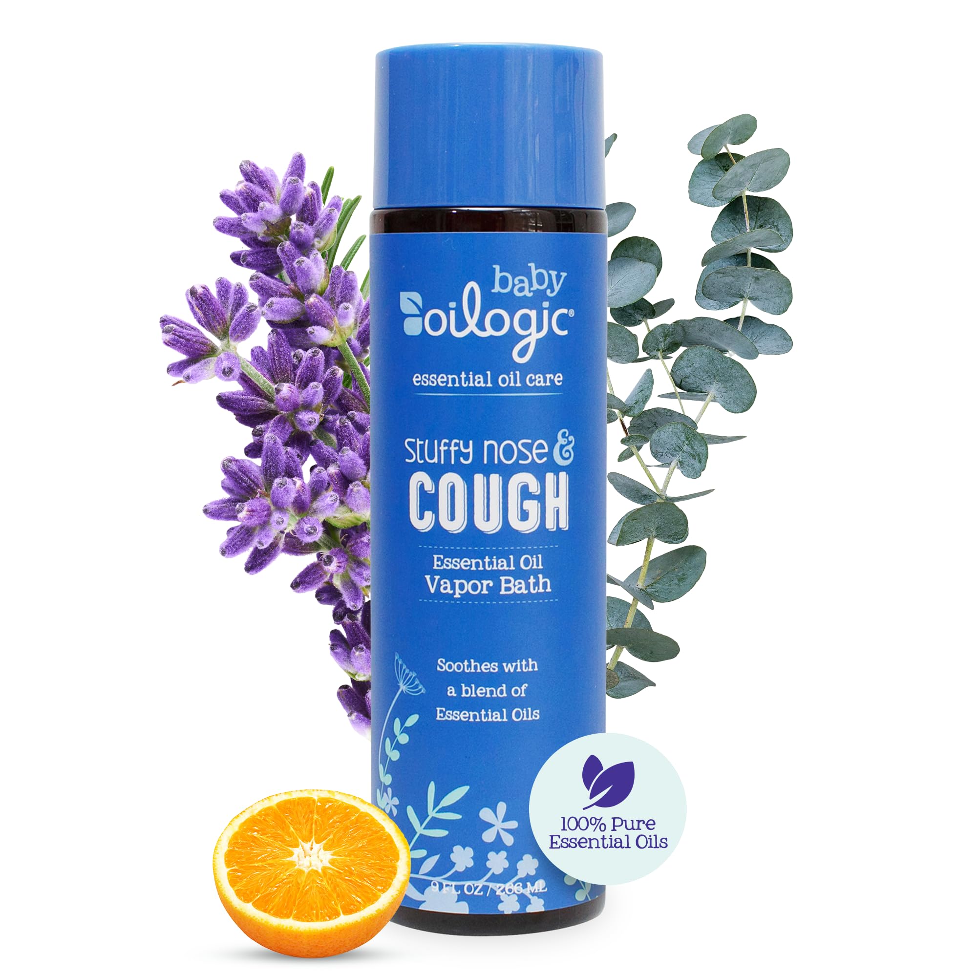 Oilogic Stuffy Nose and Cough Vapor Bath Relief for Babies Toddlers Essential Oil Breathe Blend - Pediatrician Dermatologist