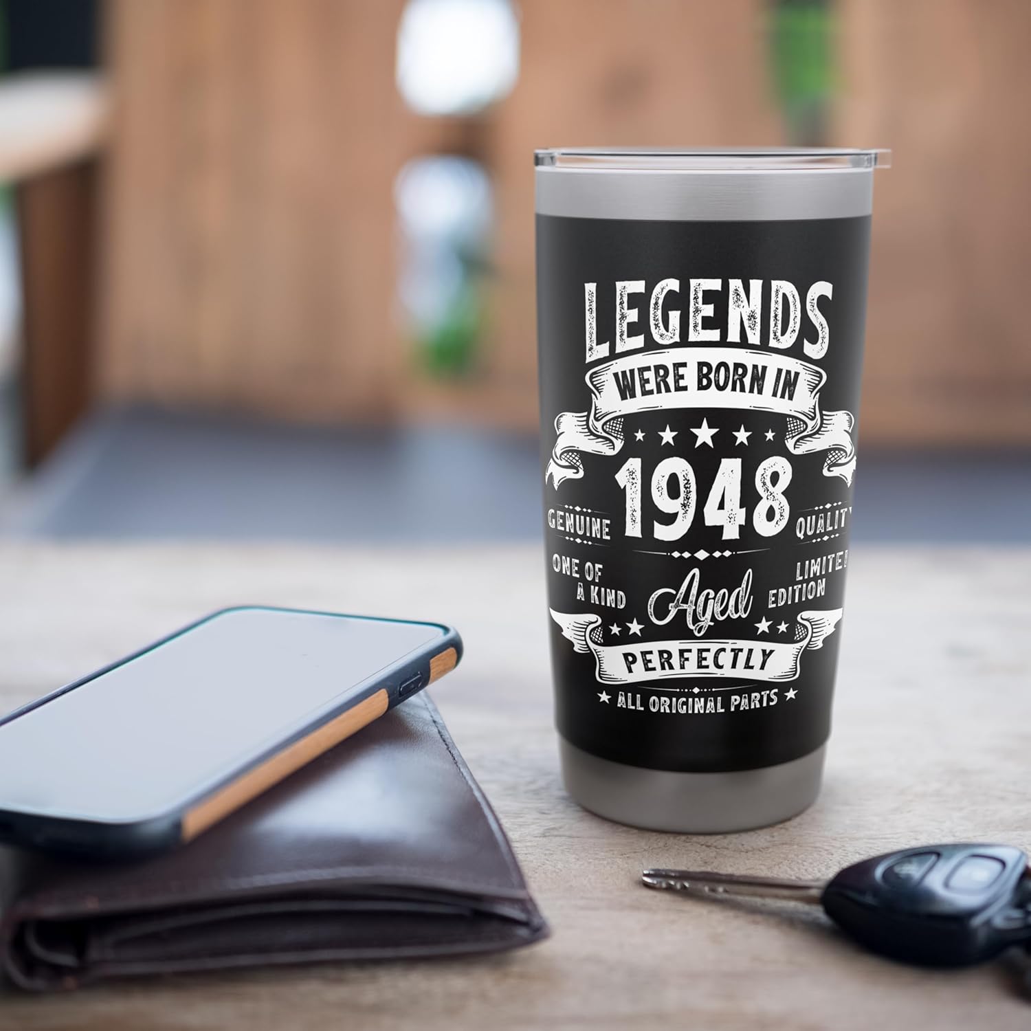 Vintage 1948 Limited Edition 77 Year Old Gifts 77th Birthday Stainless Steel Insulated Tumbler - Image 7