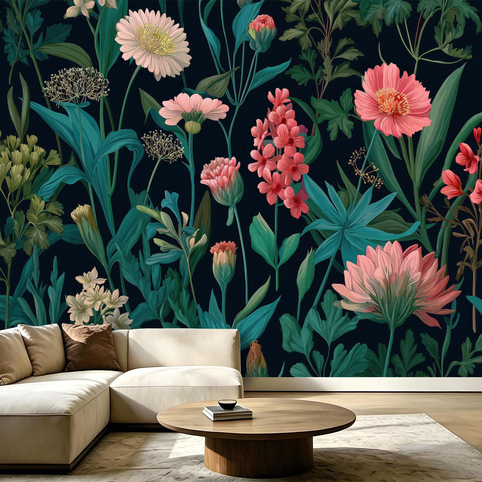 WTD - Papel pintado fotográfico (350 x 256 cm), diseño de flores
