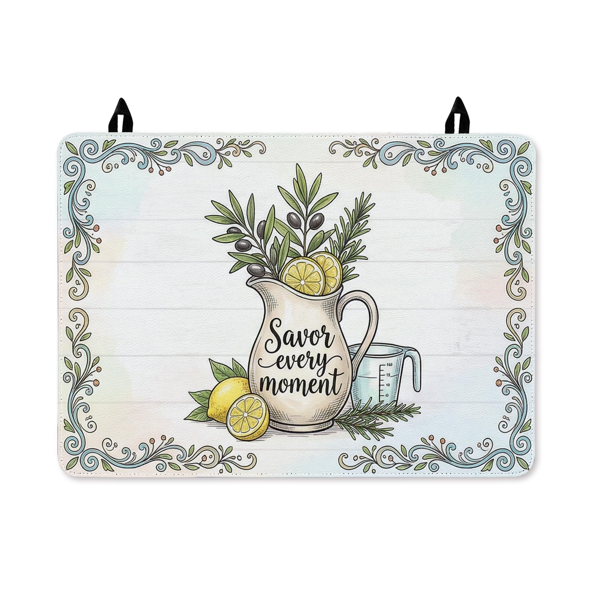 Tapis de protection haut de gamme pour plaque induction motif olive et citron vert d'été 71cm