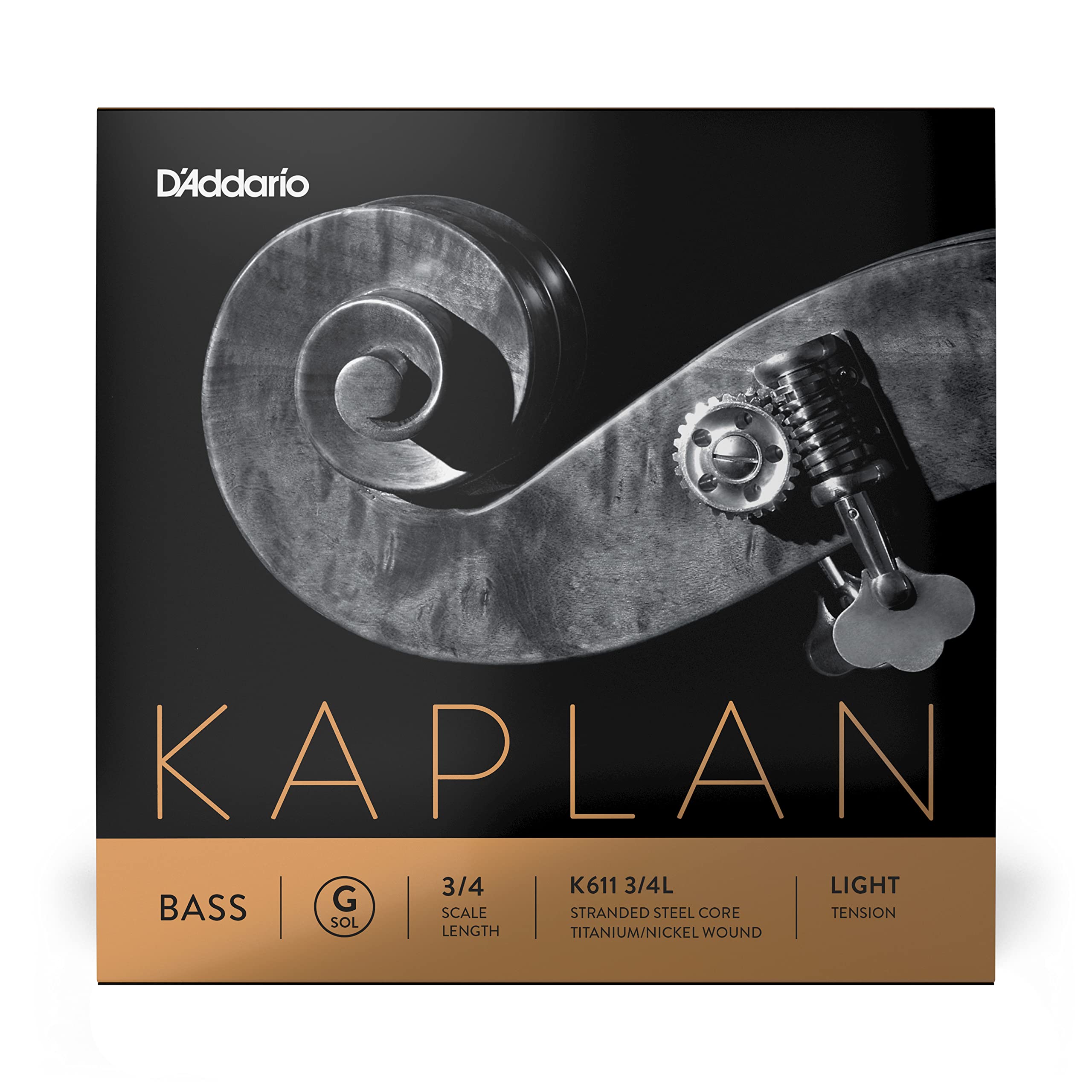 Corda Singola Sol d'Addario Kaplan per Contrabbasso, Scala 3/4, Tensione Bassa