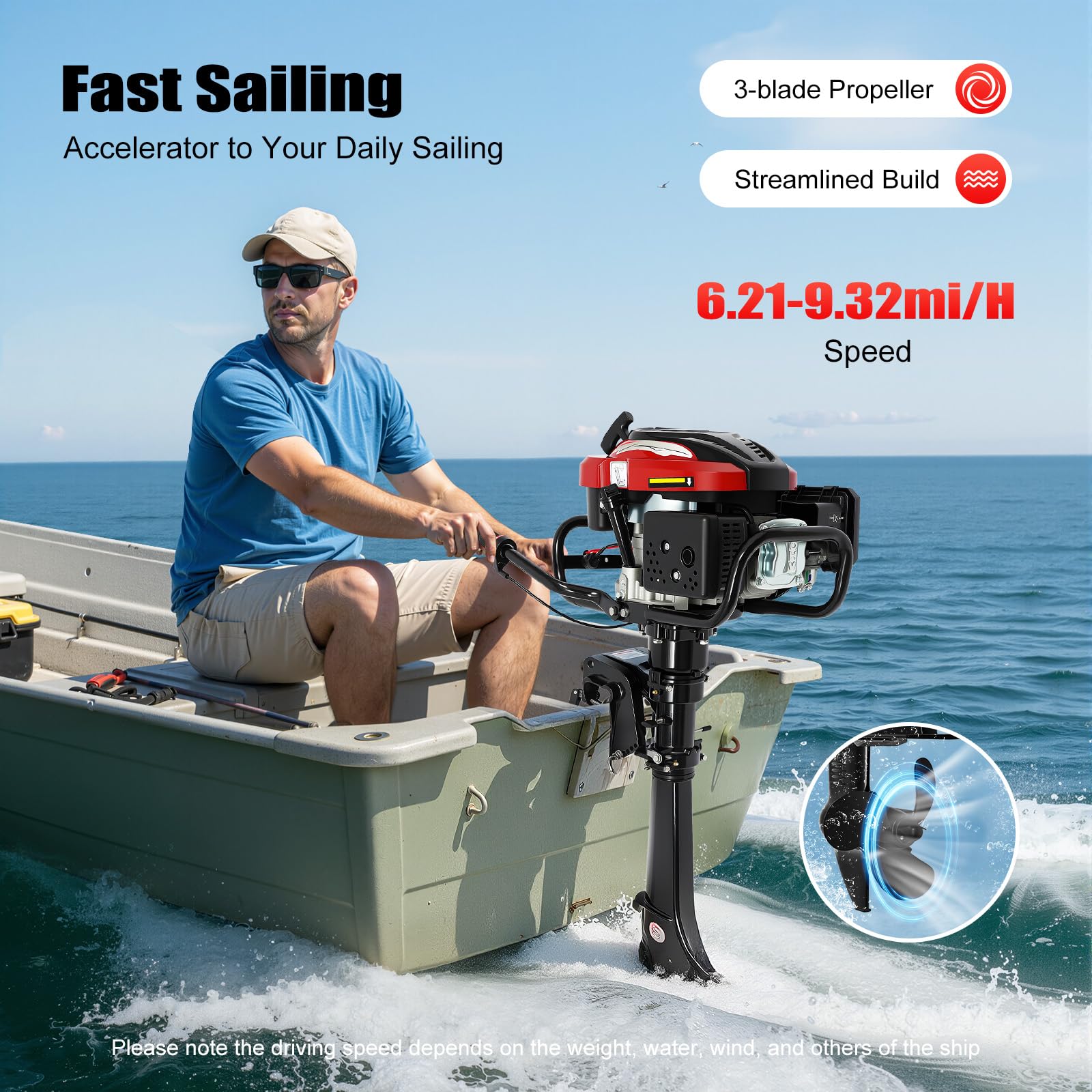 Motore elettrico a 4 tempi, 7 CV, raffreddato ad aria, fuoristrada elettrica, avviamento manuale, 3 marce (V/N/R), velocità 10-15 km/h, per gommoni e barche da pesca