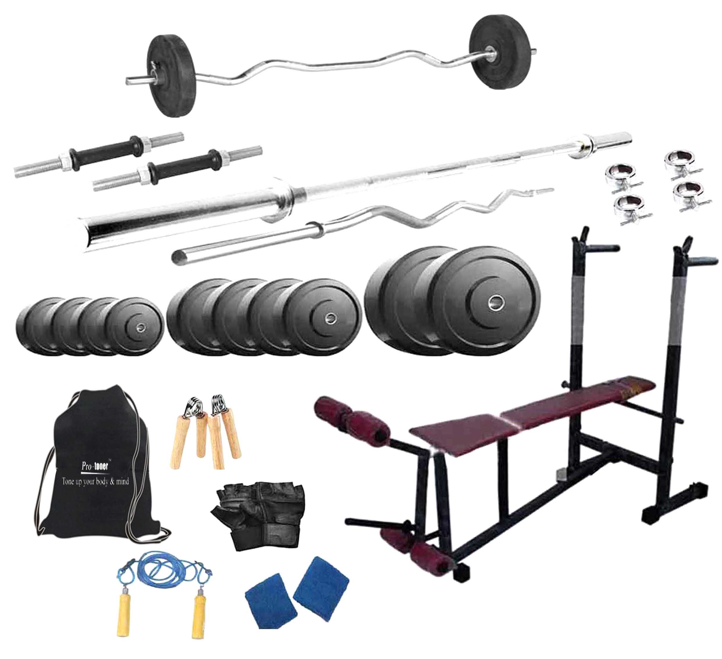 PROTONER 50 KGS with 4 Rods + 6 in 1 bench Bench Home gym package with Bag-picture-24