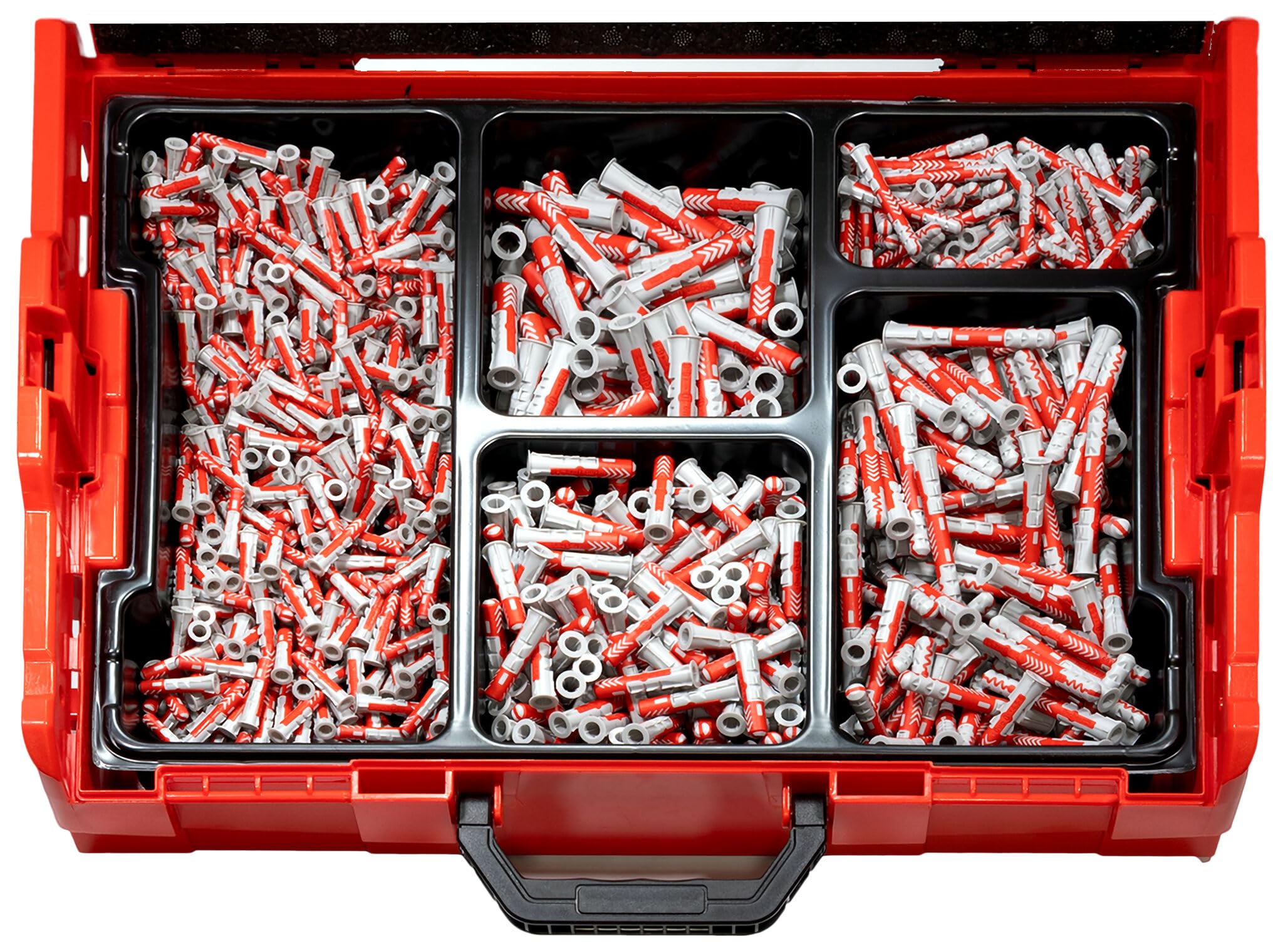 fischer L-Boxx 102 DuoPower, 910-teiliges Dübelset, 6-10 mm Durchmesser, 30-65 mm Länge, für Profis und Heimwerker, universeller Einsatz - optimal für unbekannte Untergründe