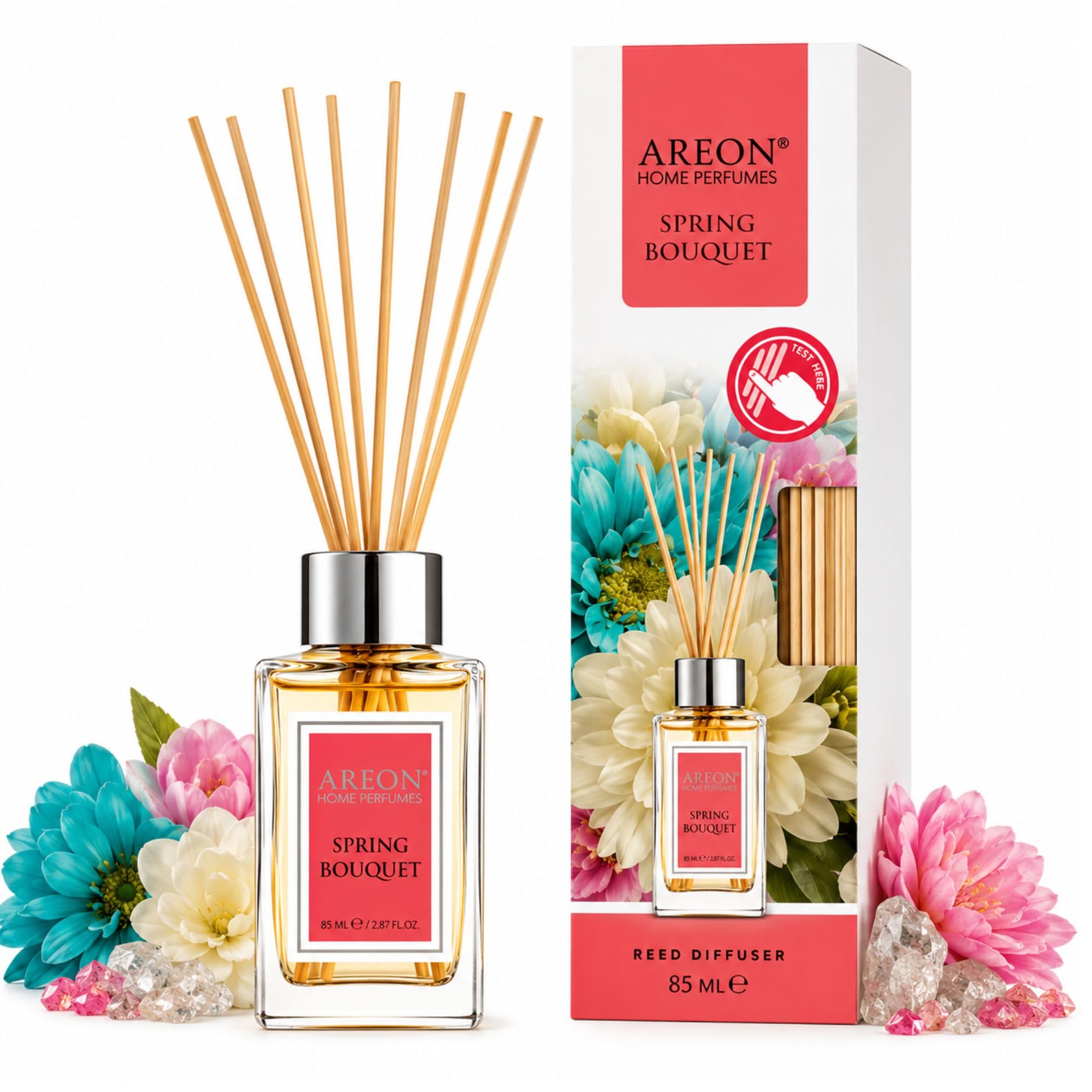 Zapach do pomieszczeń Areon Home PARFUM Dyfuzor z patyczkami rattanowymi Home & Office (paczula-lawenda i wanilia 85 ml)