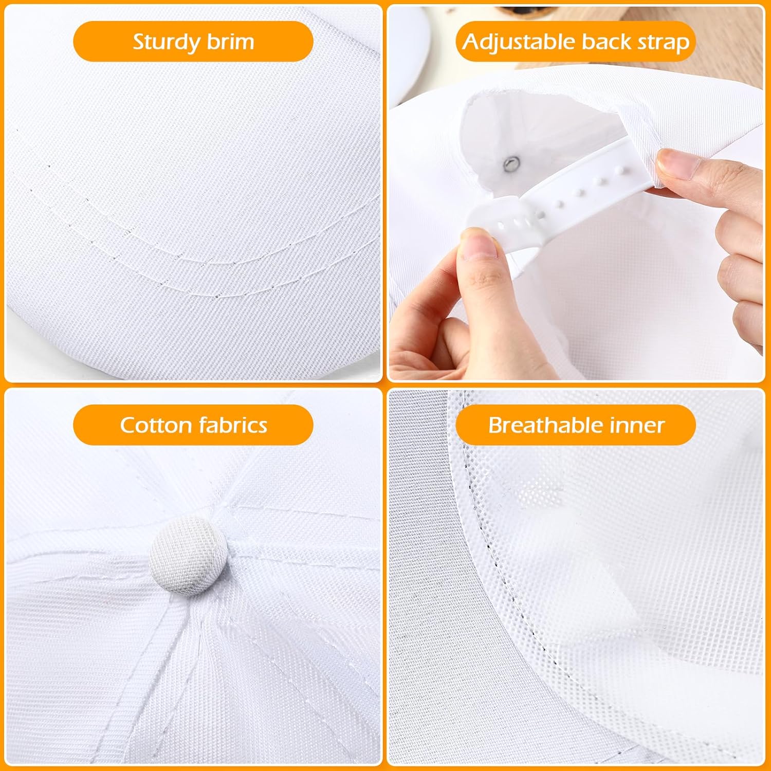 JaGely DIY Baseball Caps DIY Creative Painting Adjustable White Baseball Hat Kids Adults for Camp Outdoor Sports Painting