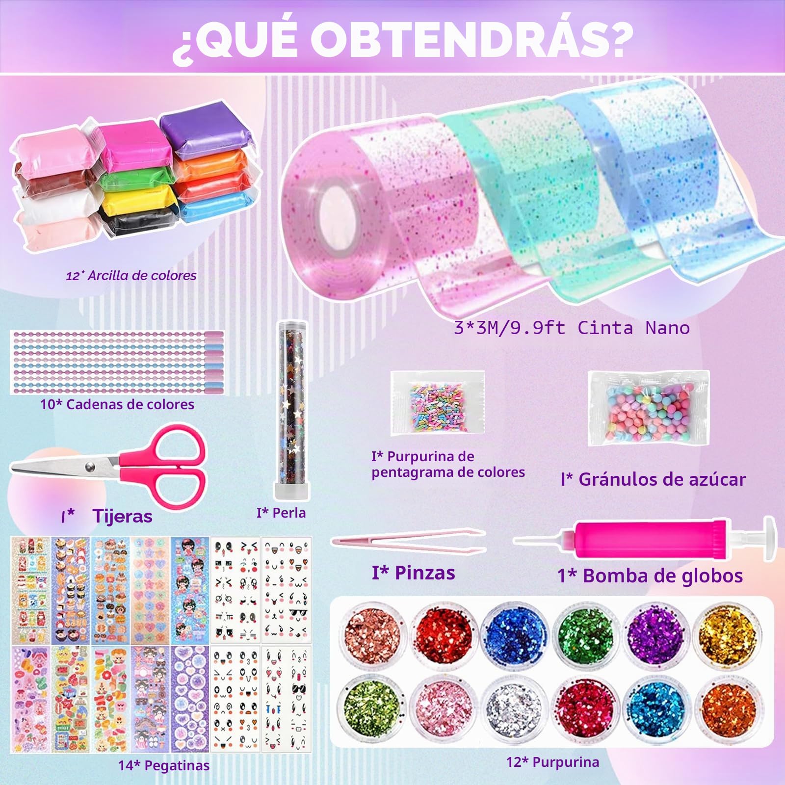 Nano Tape Bubble Kit para niños – 67 piezas DIY Squishy Juguetes Super Elásticos para Aliviar el Estrés y Diversión Fidget Toys y Party Favors