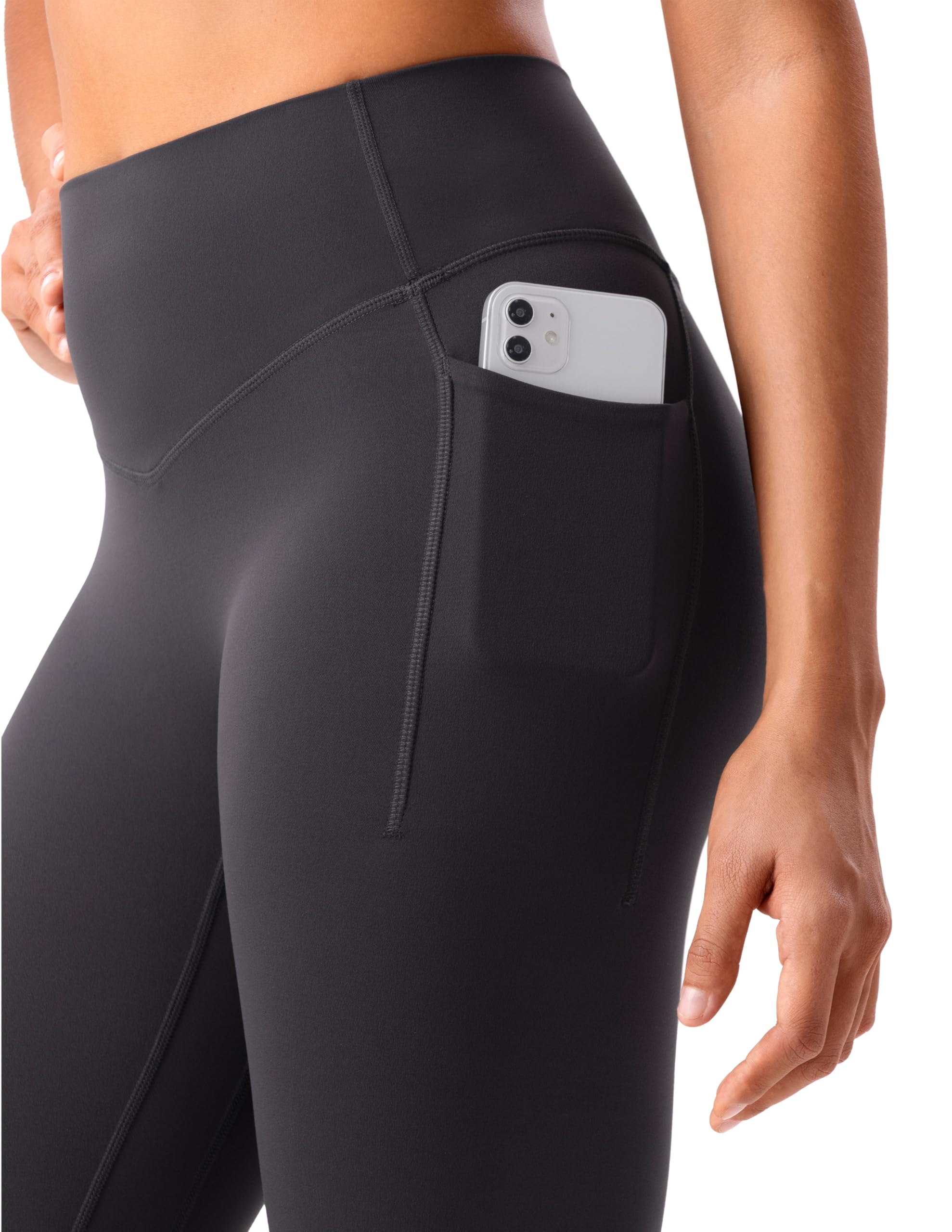 YUNOGA HugMotion Leggings für Damen ohne Vordernaht mit Taschen, 63,5 cm hohe Taille, butterweich, Workout, Fitnessstudio, Yogahose
