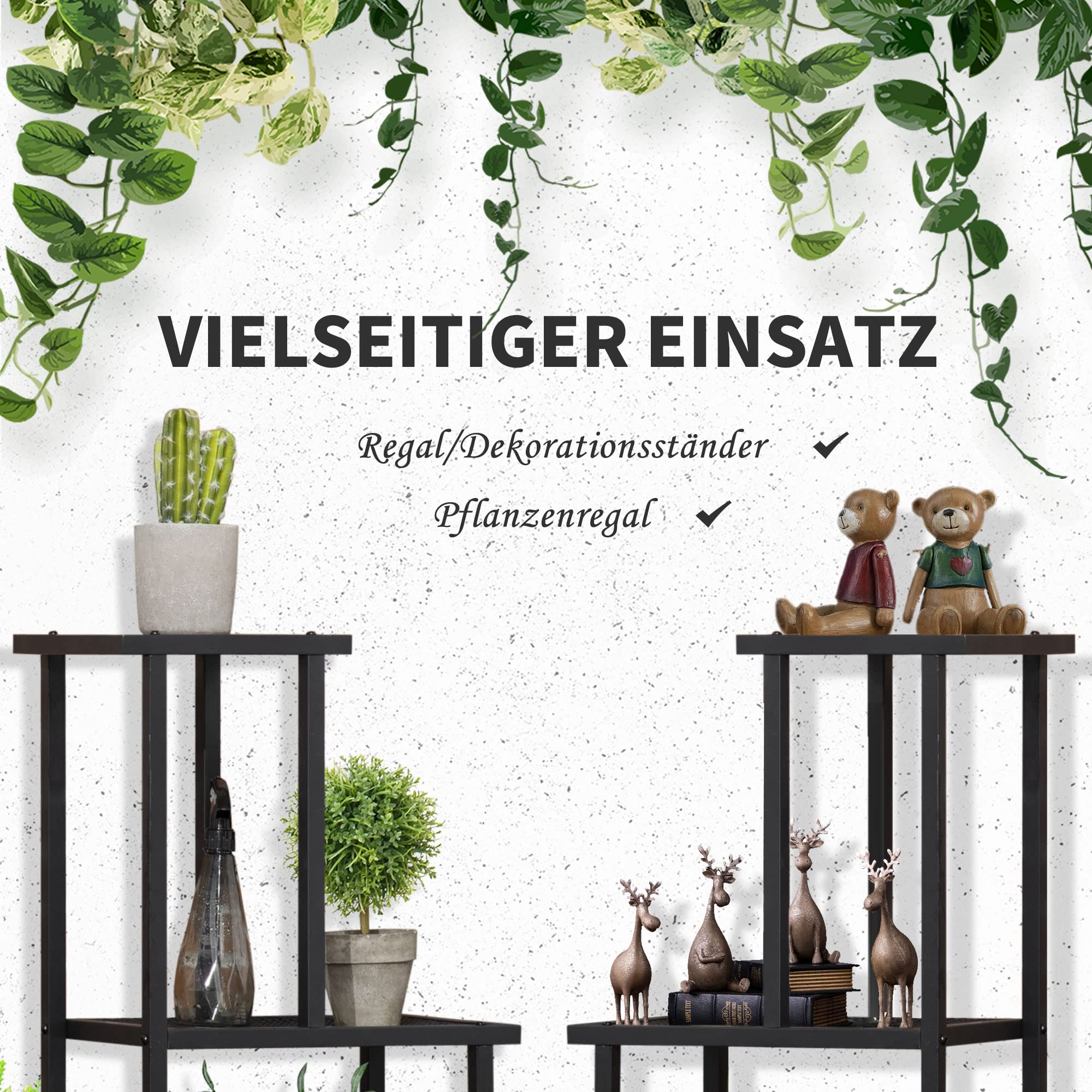 Outsunny 4-Etagen Pflanzenständer, 83cm hoch Blumenständer für Innen Außen, Pflanzenregal aus Metall, mehrstöckig Blumenregal, Blumentopfständer für Wohnzimmer, Garten Balkon Deko, Schwarz