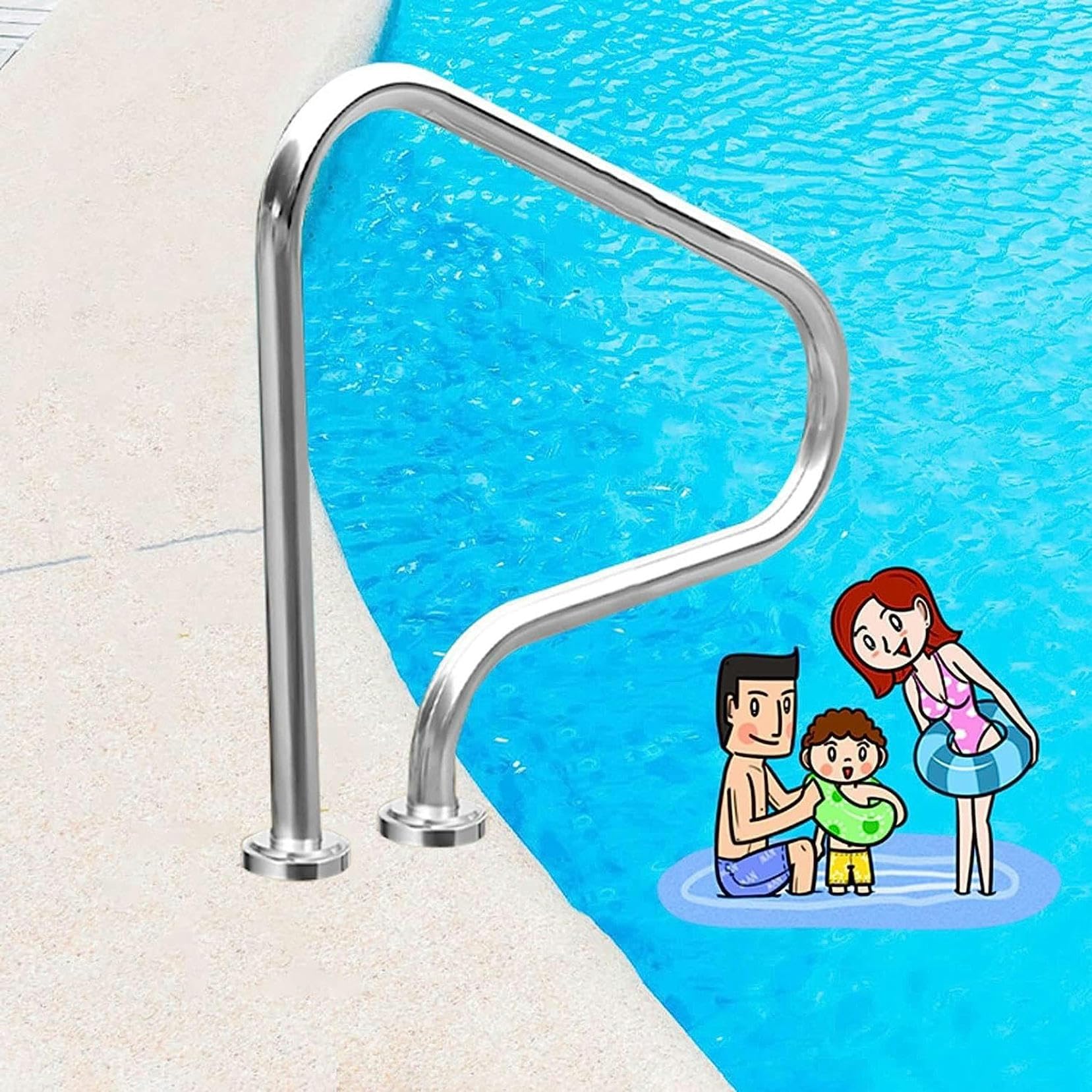 Pasamanos de piscine en acier inoxydable 31,5 x 31,5 pouces avec base de montage