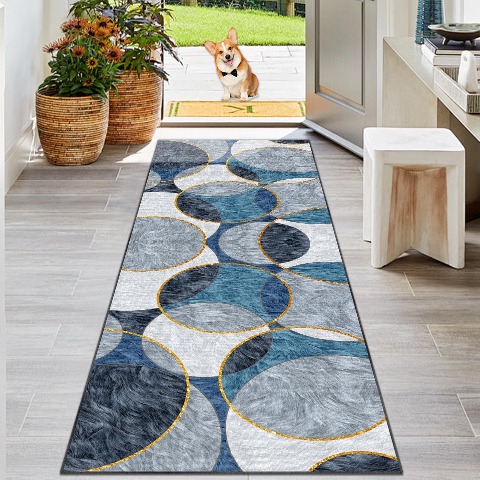 KwuSeug Carpet Runner For Hallways Extra Long Non Slip Back Floor Carpet Washable Rug Entrance Hall Stair Carpet Kitchen Floor Mats For Laundry Room Bathroom Living Room Entryway 60 x 350 cm