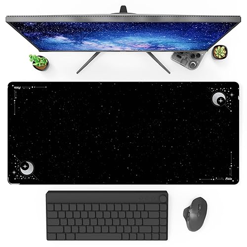 Moon and Stars Black Desk Mat