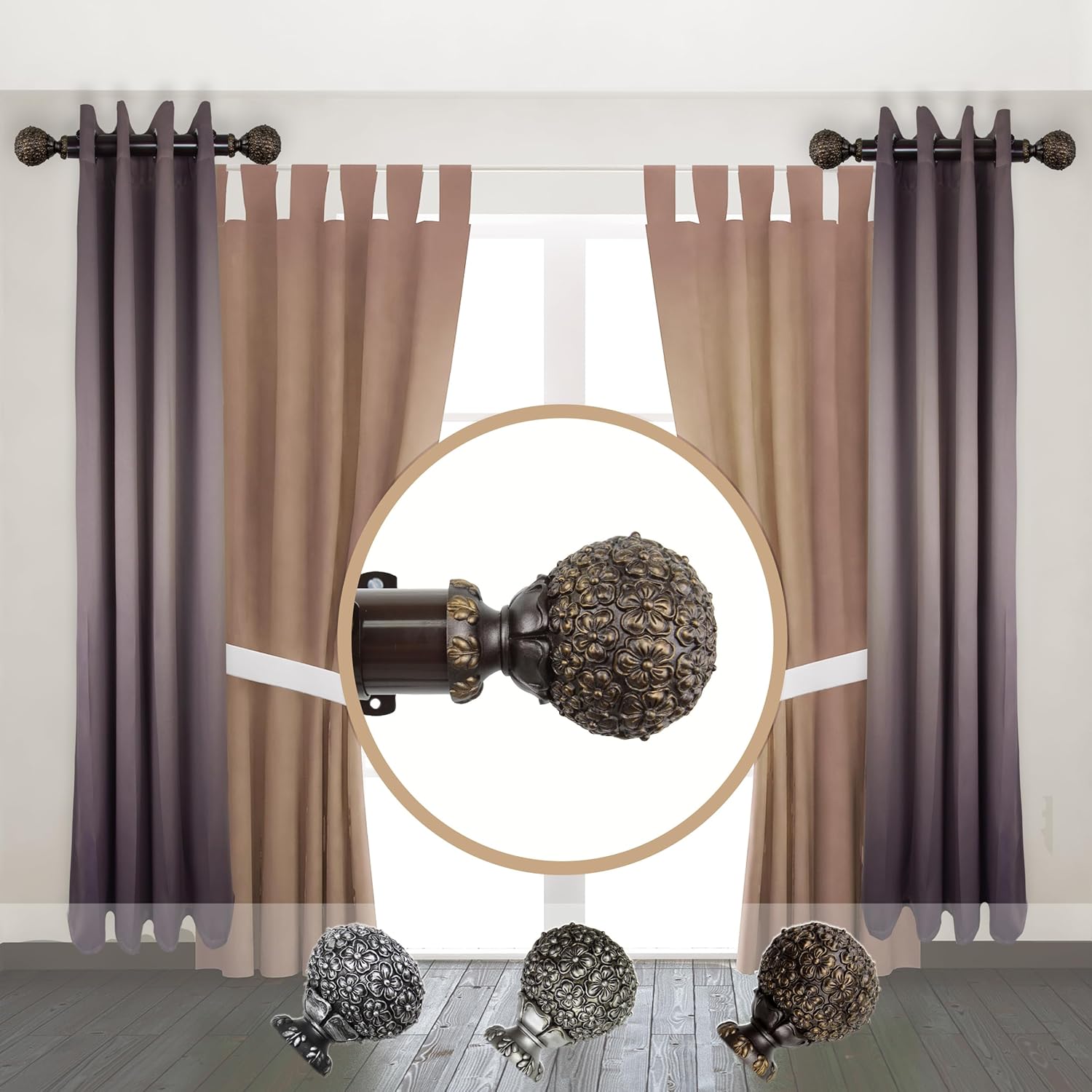 Rod Desyne Marigold 1.5" Side Single Curtain Rod, 12-20 inch, Cocoa