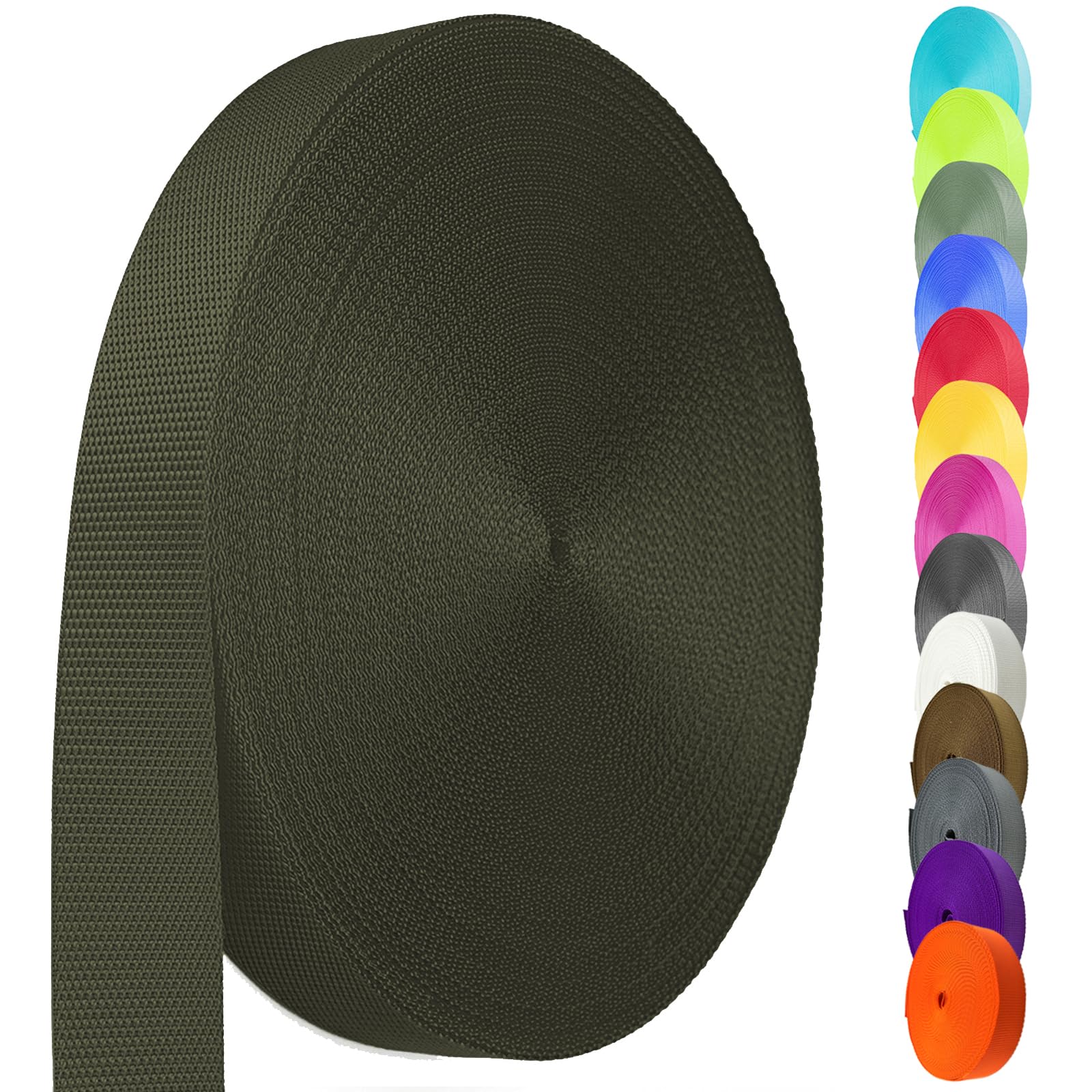 Oak-Sports Nylon Webbing Strap 1.5 Inch x 36 Inch, Heavy Duty, ArmyGreen, 12 Yard, Compatible with Bicycle, Van, Passenger Car & More, Ideal for DIY Crafting, Repairing & Outdoor Gear — image 1