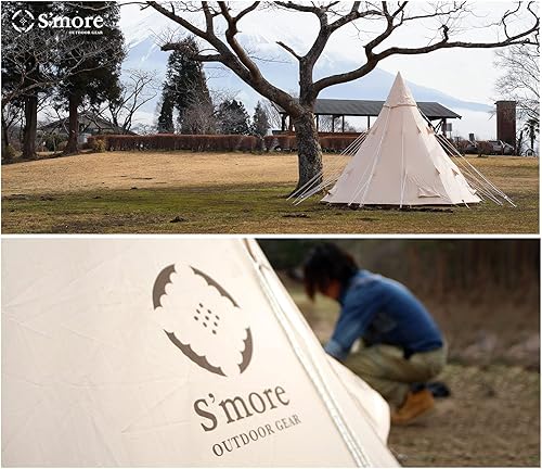 Miniatura 9 de S'more Tienda de campaña de lona glamping, tienda de campaña familiar para 4 estaciones para 34 personas, impermeable, resistente al viento y a la